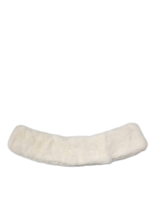 Dolce & Gabbana White Mink Fur Collar Women Neck Wrap Scarf Curated Luxury Accessories by Orvyn