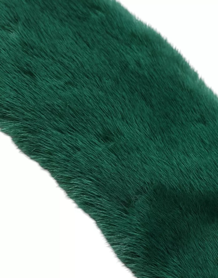 Dolce & Gabbana Green Mink Fur Collar Women Neck Wrap Scarf Curated Luxury Accessories by Orvyn
