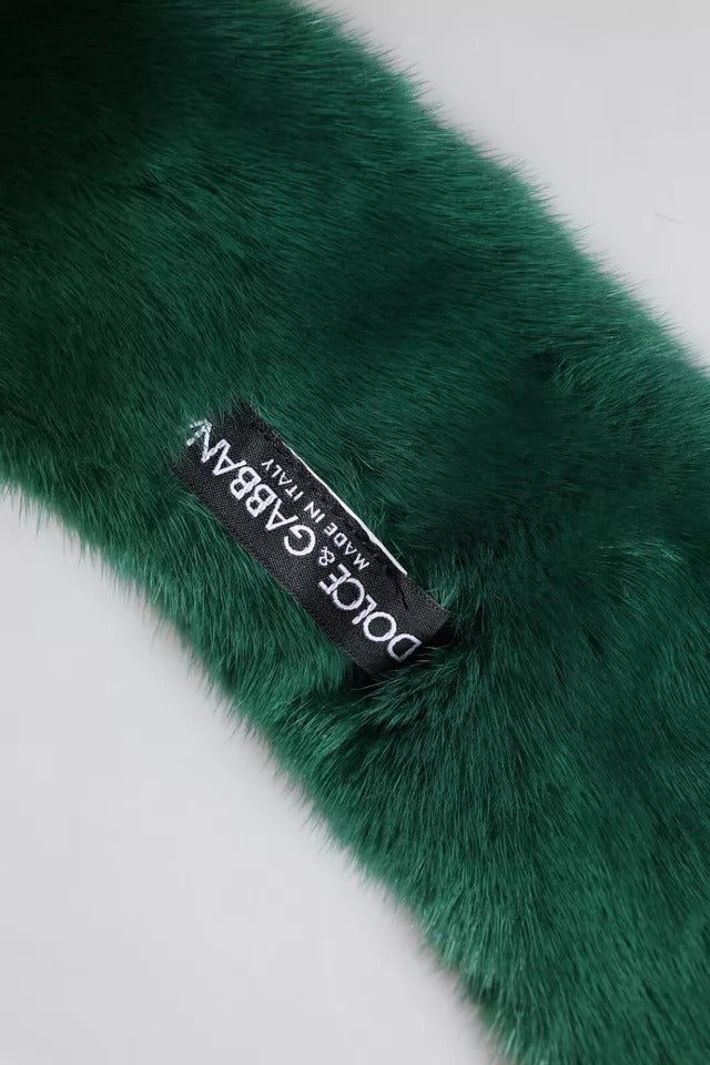 Dolce & Gabbana Green Mink Fur Collar Women Neck Wrap Scarf Curated Luxury Accessories by Orvyn
