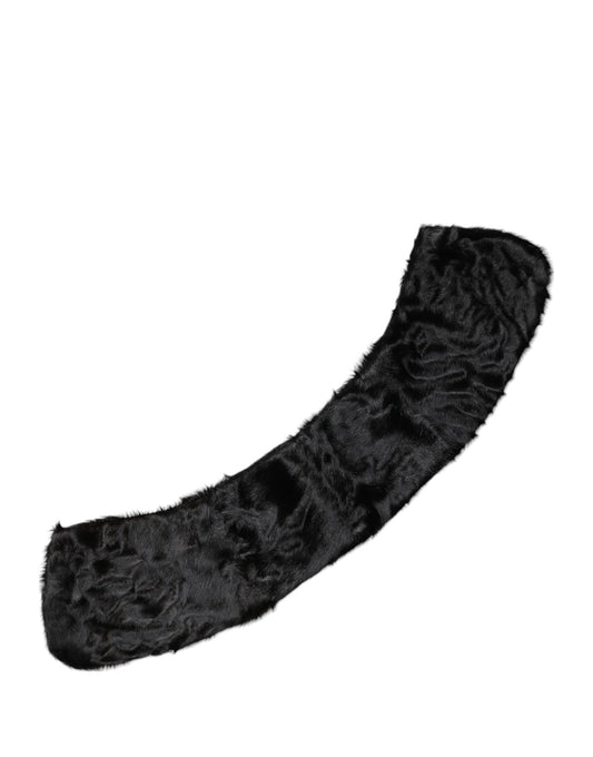 Dolce & Gabbana Black Lamb Fur Collar Women Neck Wrap Scarf Curated Luxury Accessories by Orvyn