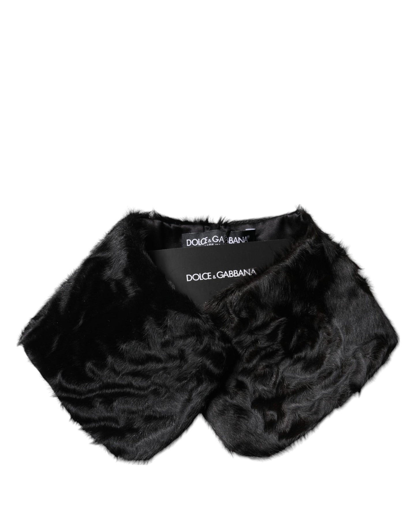 Dolce & Gabbana Black Lamb Fur Collar Women Neck Wrap Scarf Curated Luxury Accessories by Orvyn