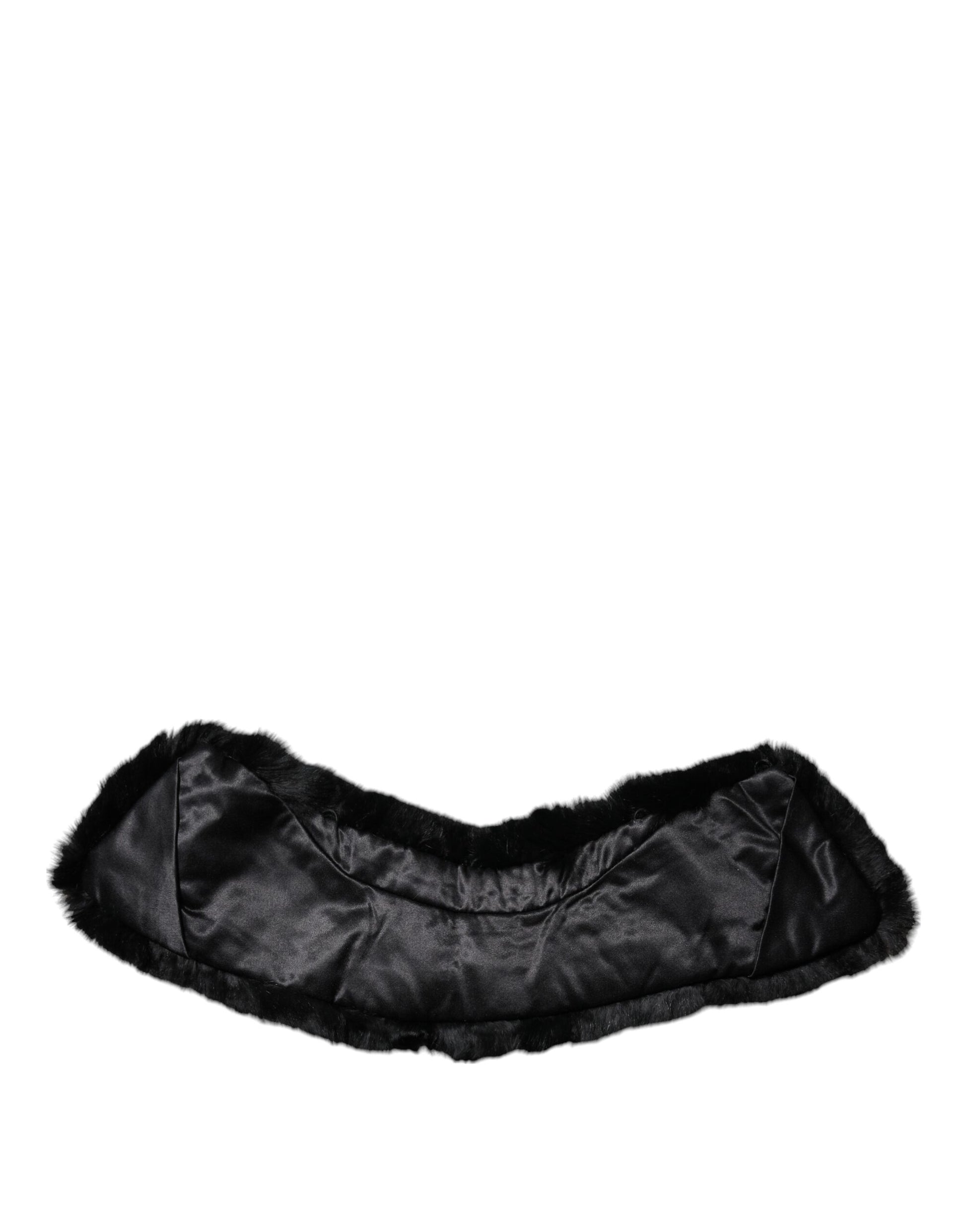 Dolce & Gabbana Black Lamb Fur Collar Women Neck Wrap Scarf Curated Luxury Accessories by Orvyn