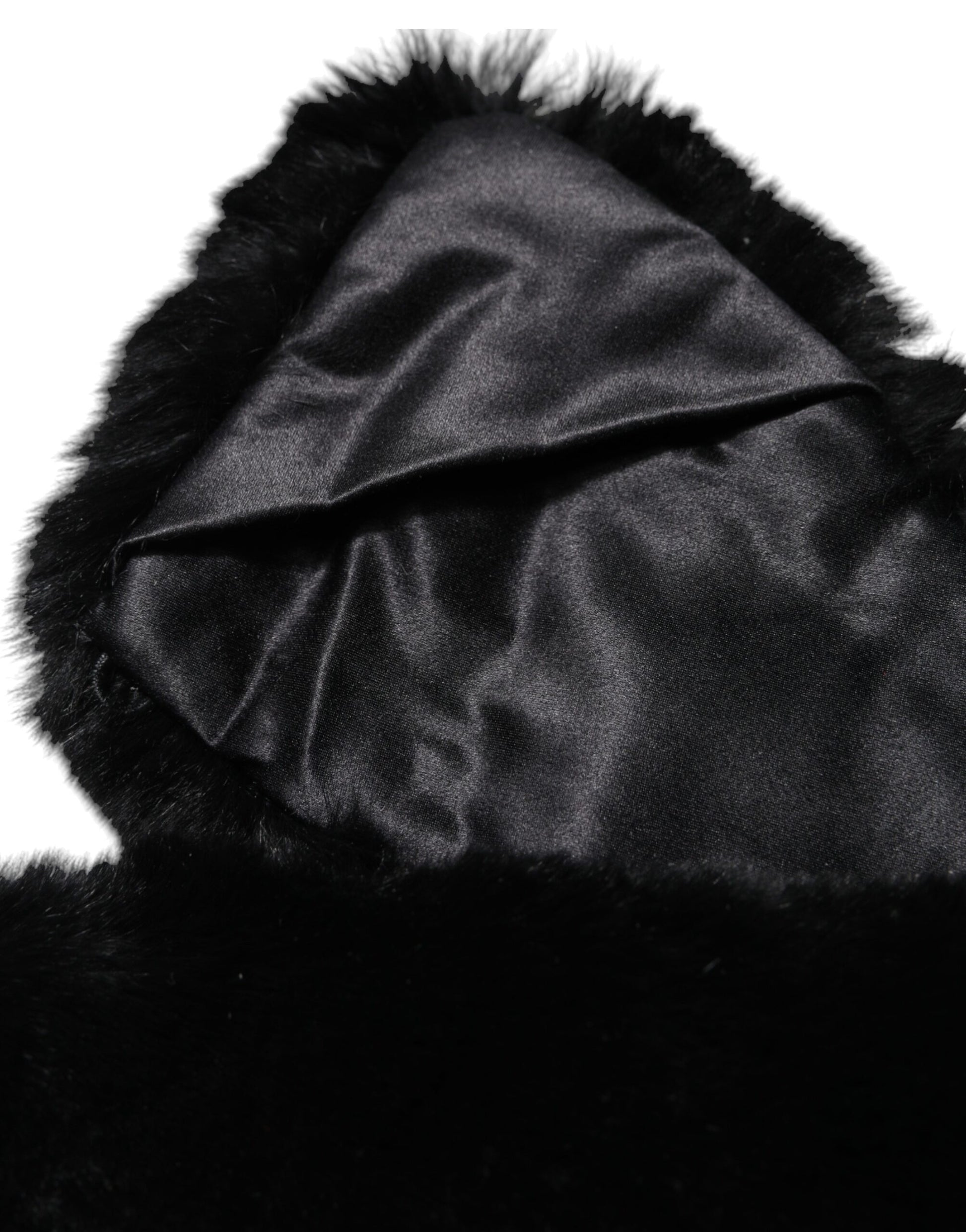 Dolce & Gabbana Black Lamb Fur Collar Women Neck Wrap Scarf Curated Luxury Accessories by Orvyn