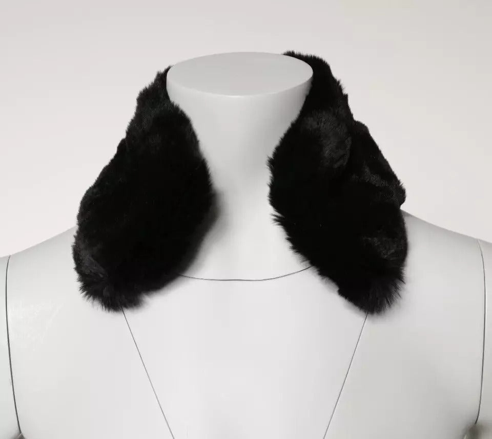 Dolce & Gabbana Black Lamb Fur Collar Women Neck Wrap Scarf Curated Luxury Accessories by Orvyn