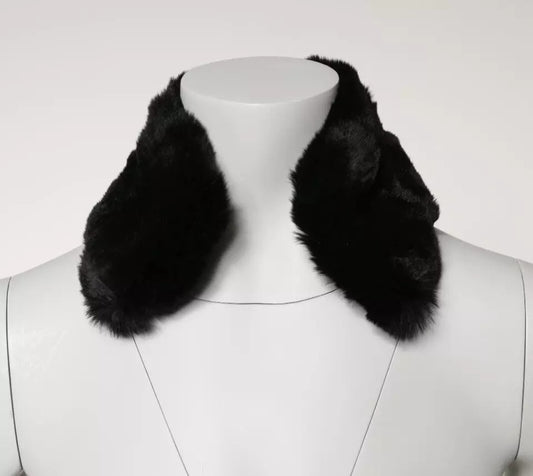Dolce & Gabbana Black Lamb Fur Collar Women Neck Wrap Scarf Curated Luxury Accessories by Orvyn
