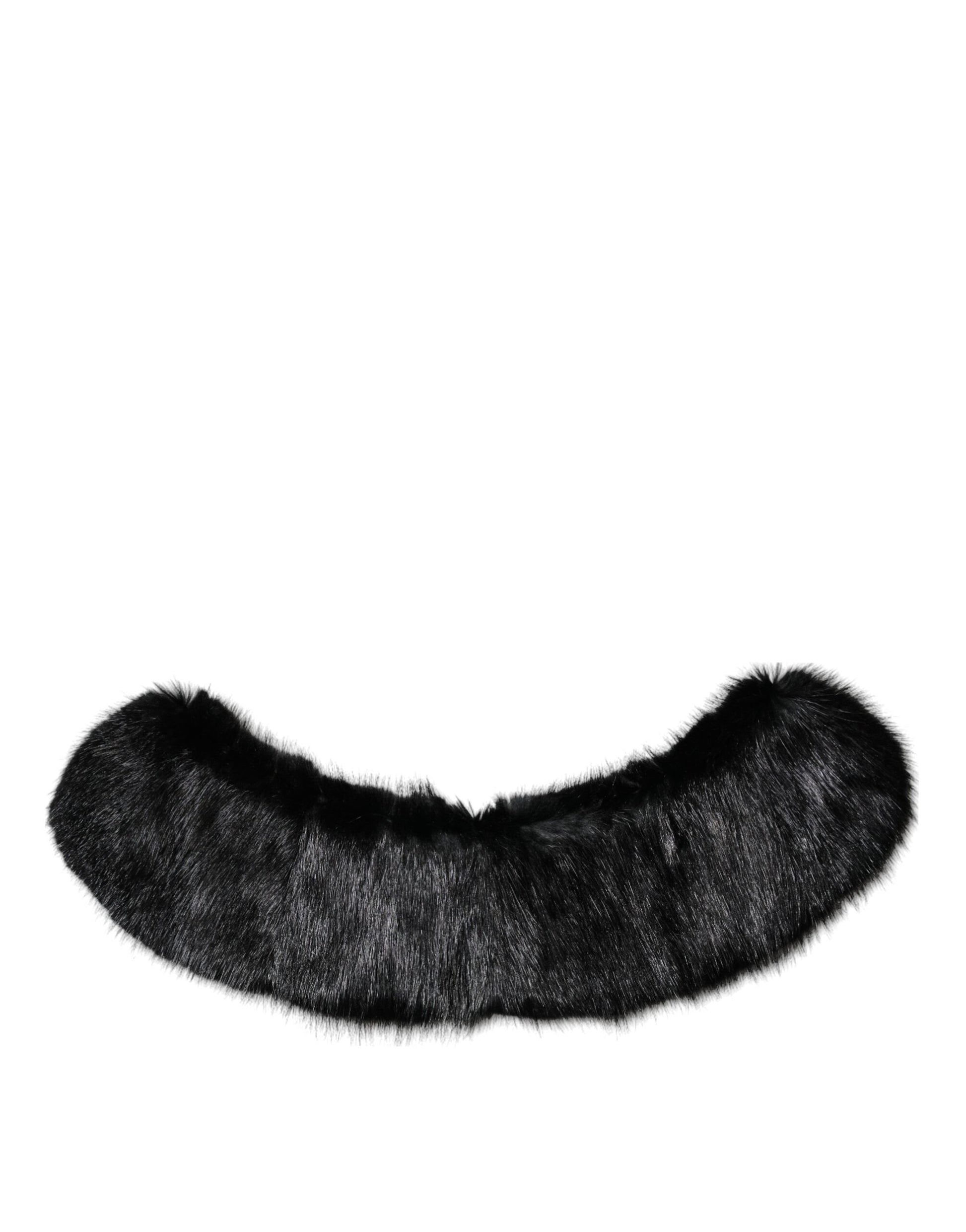 Dolce & Gabbana Black Fur Shawl Neck Wrap Cover Collar Scarf Curated Luxury Accessories by Orvyn