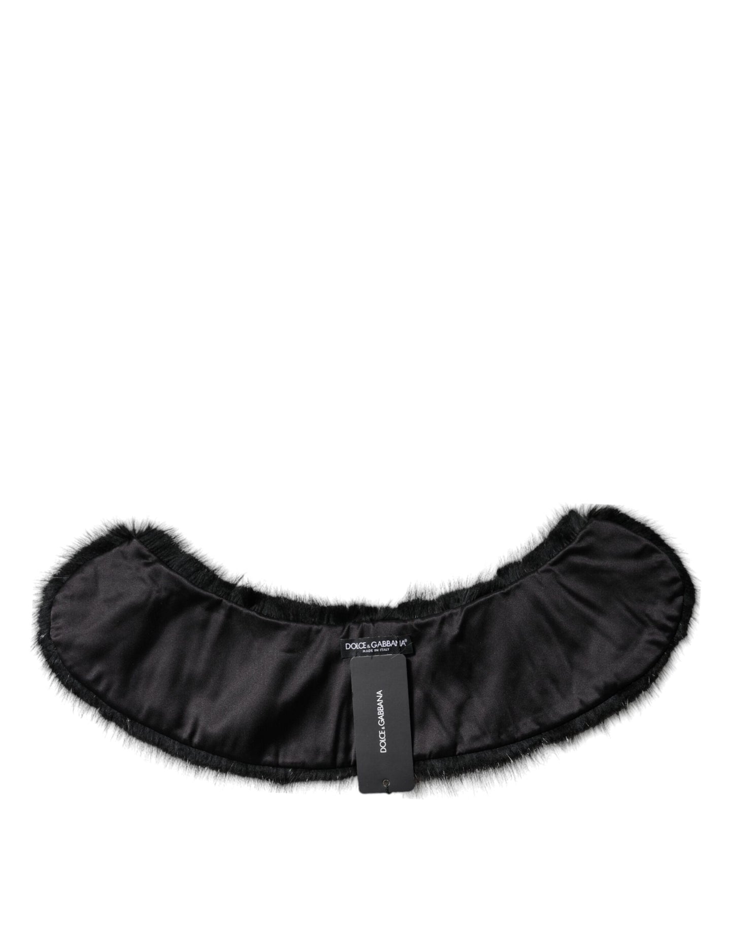 Dolce & Gabbana Black Fur Shawl Neck Wrap Cover Collar Scarf Curated Luxury Accessories by Orvyn