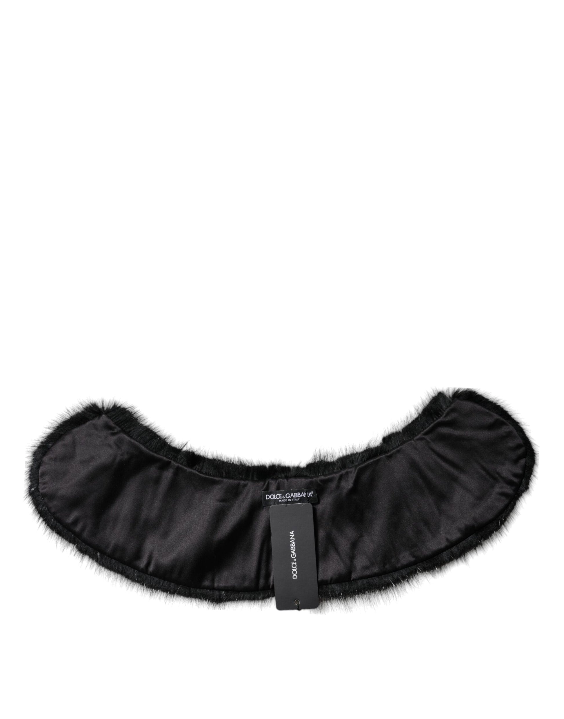Dolce & Gabbana Black Fur Shawl Neck Wrap Cover Collar Scarf Curated Luxury Accessories by Orvyn