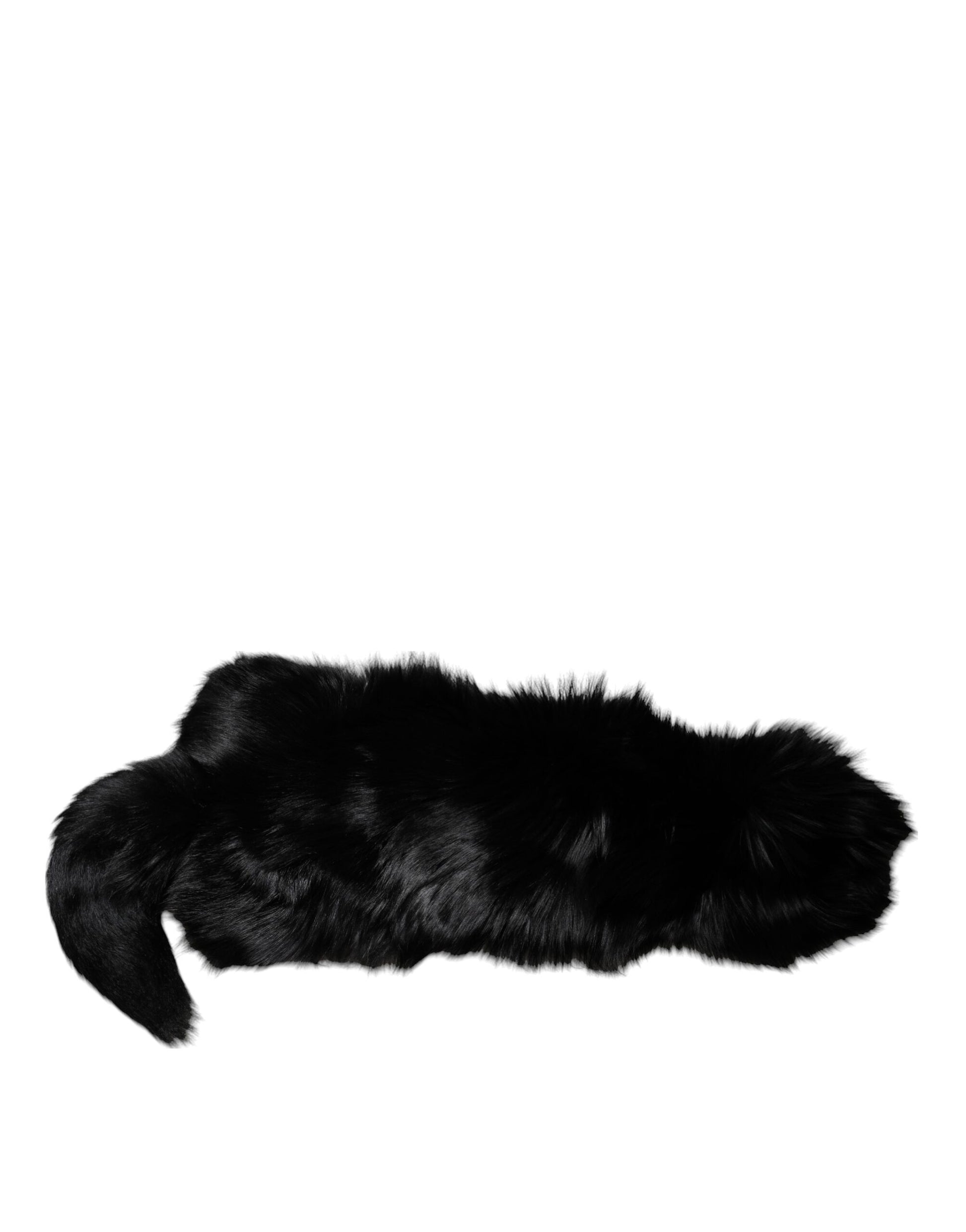 Dolce & Gabbana Black Fox Fur Neck Wrap Warmer Winter Scarf Curated Luxury Accessories by Orvyn