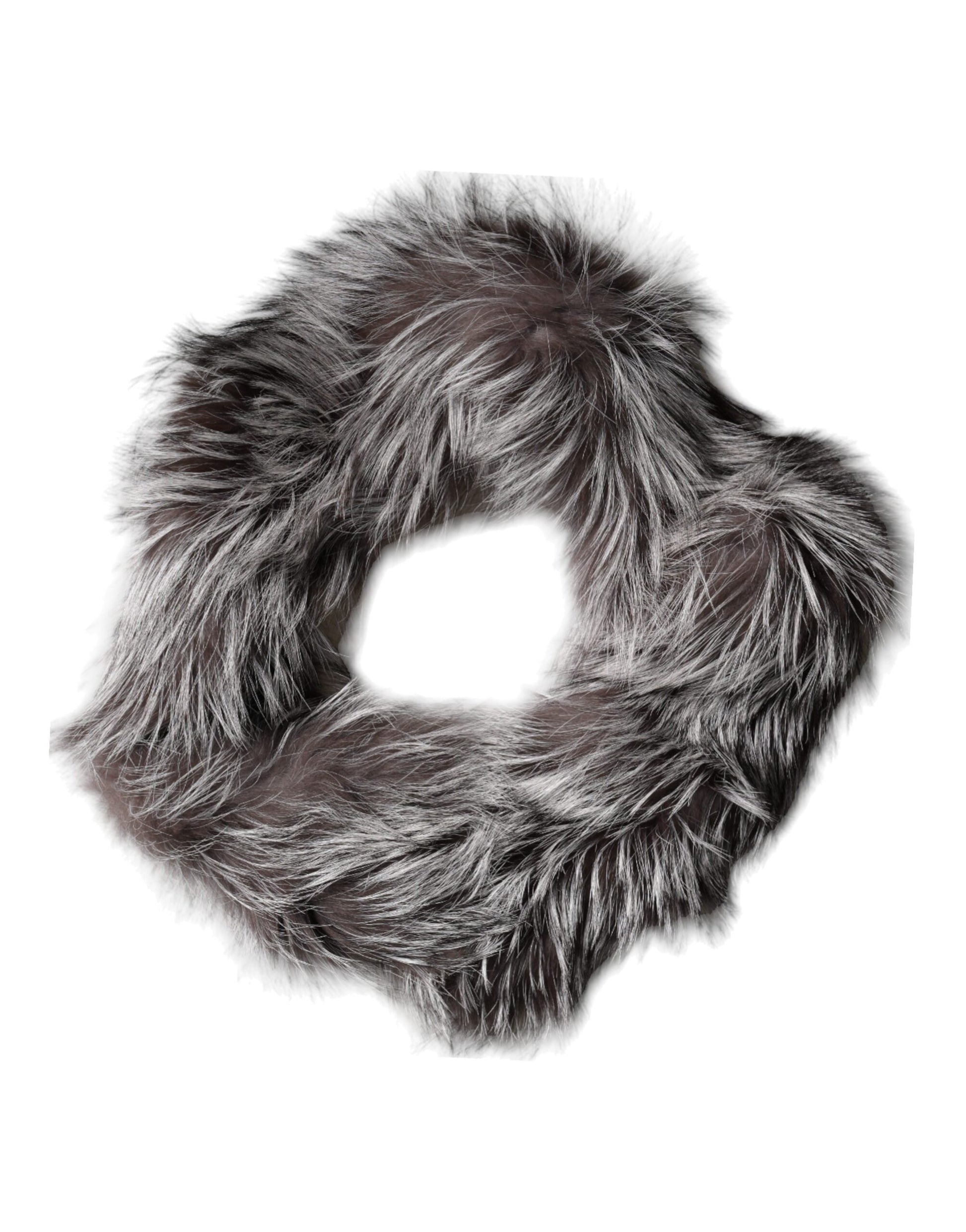 Dolce & Gabbana Gray Fox Fur Neck Wrap Warmer Winter Scarf Curated Luxury Accessories by Orvyn