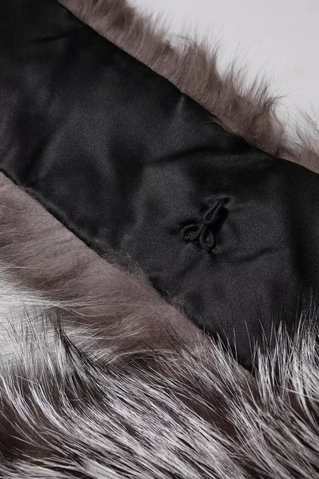 Dolce & Gabbana Gray Fox Fur Neck Wrap Warmer Winter Scarf Curated Luxury Accessories by Orvyn