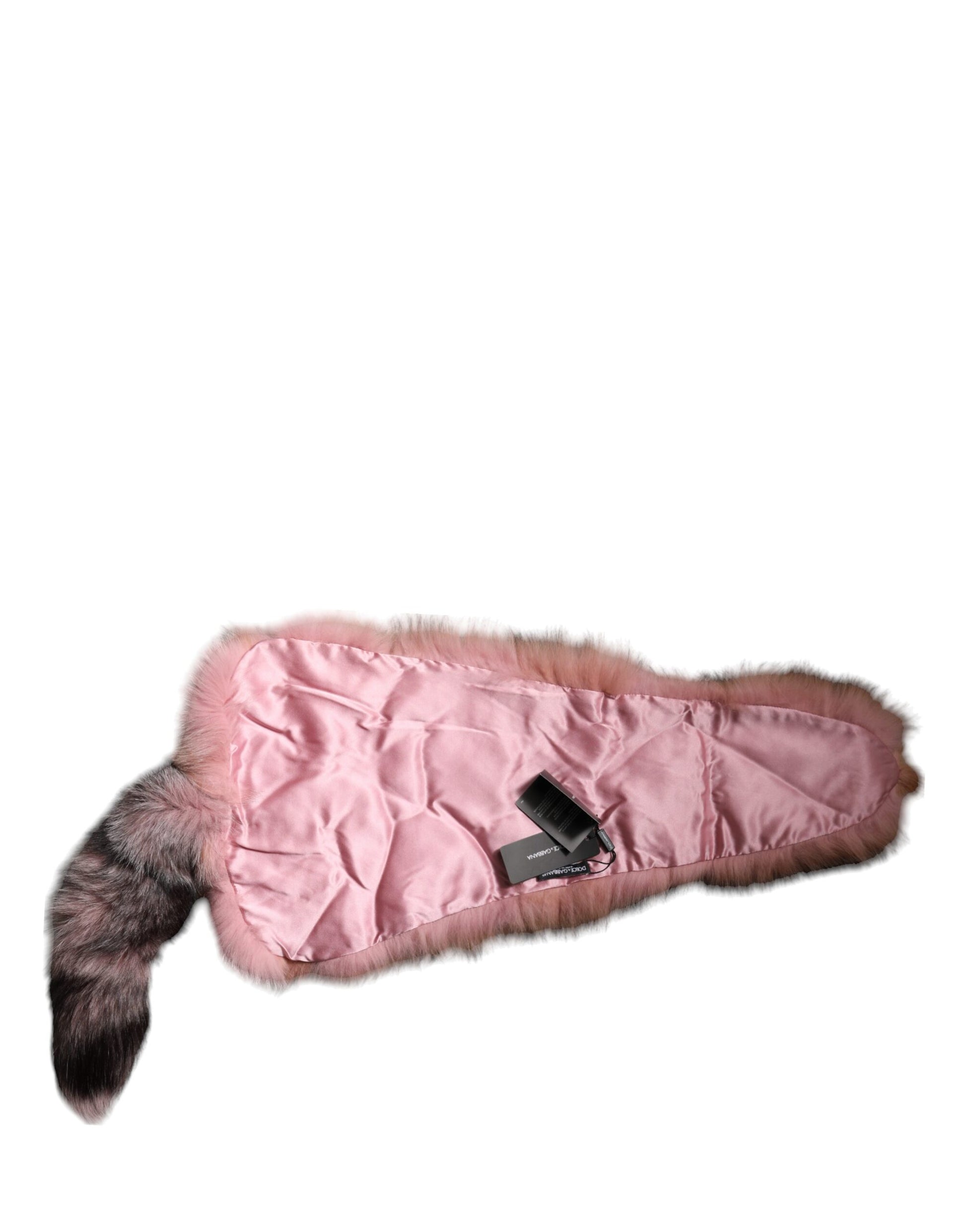 Dolce & Gabbana Pink Frost Fox Fur Neck Warmer Winter Scarf Curated Luxury Accessories by Orvyn
