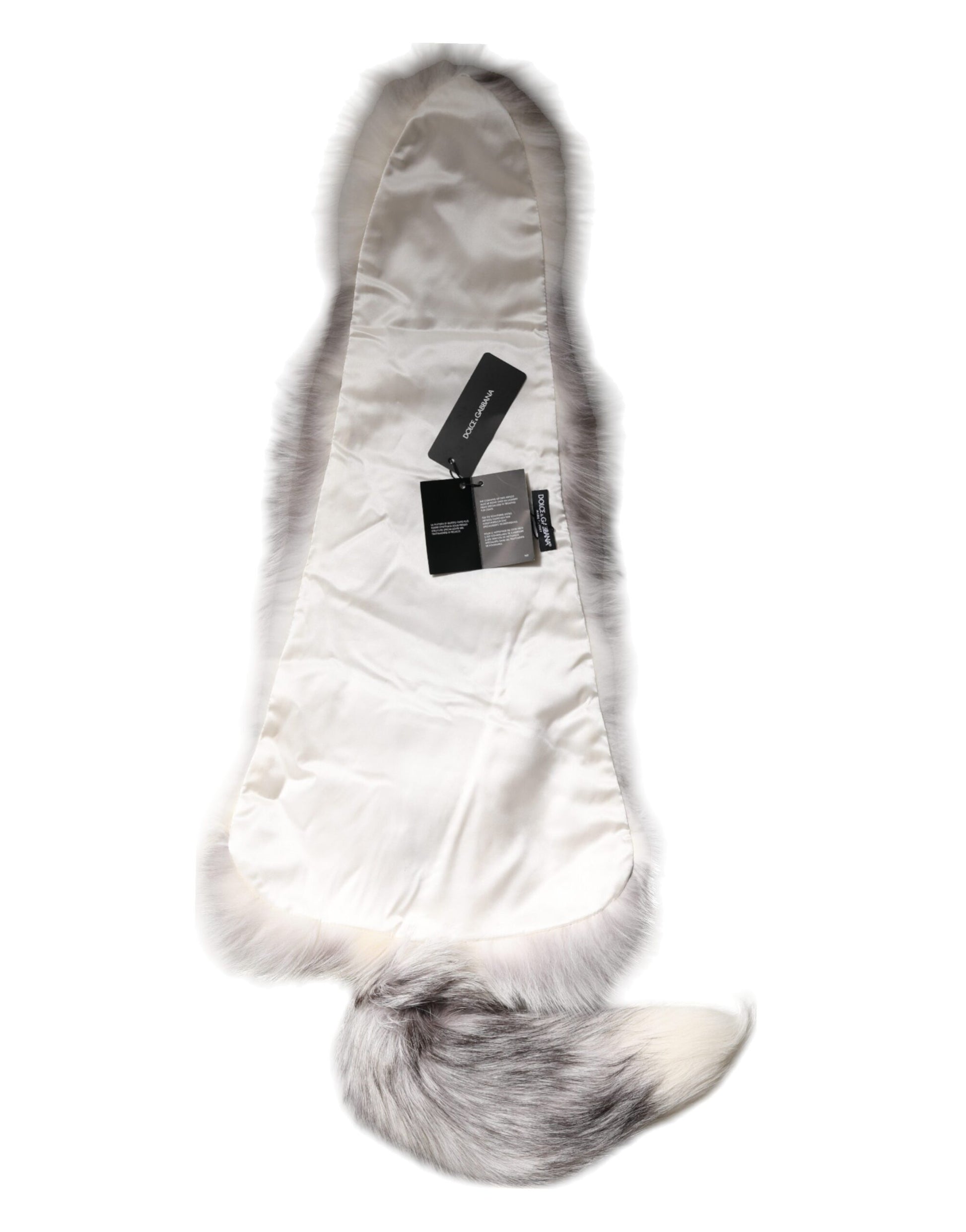 Dolce & Gabbana White Fox Fur Neck Wrap Warmer Winter Scarf Curated Luxury Accessories by Orvyn