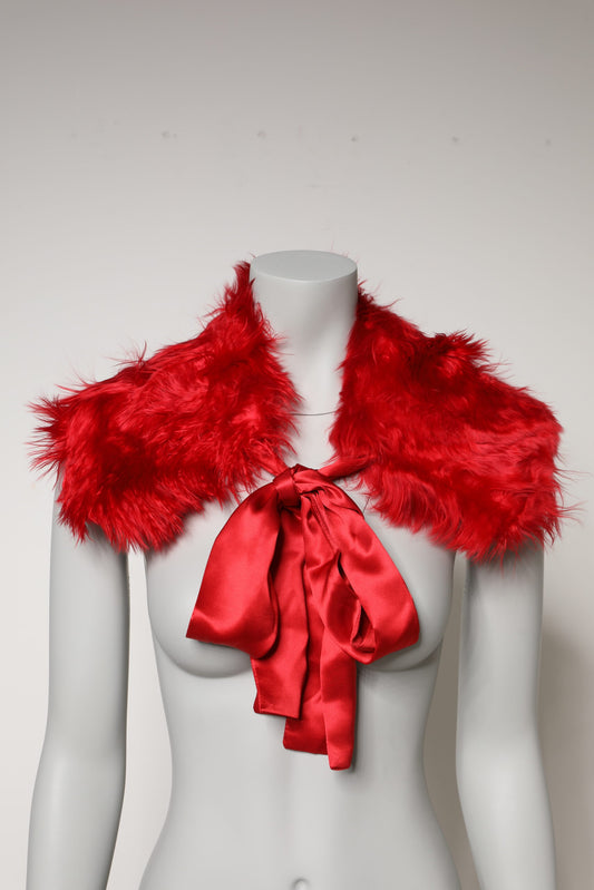 Dolce & Gabbana Red Alpaca Fur Women Neck Warmer Winter Scarf Curated Luxury Accessories by Orvyn