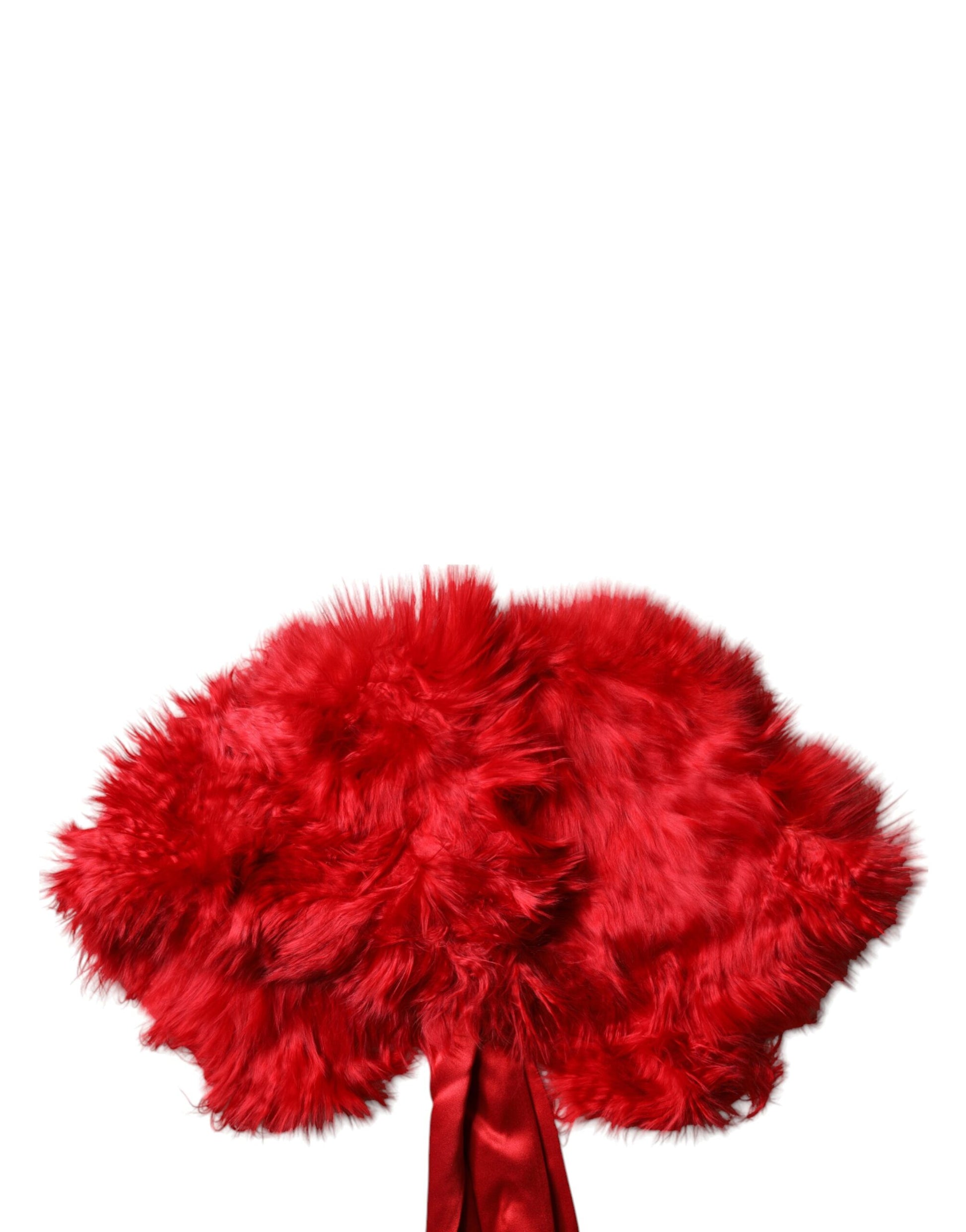 Dolce & Gabbana Red Alpaca Fur Women Neck Warmer Winter Scarf Curated Luxury Accessories by Orvyn