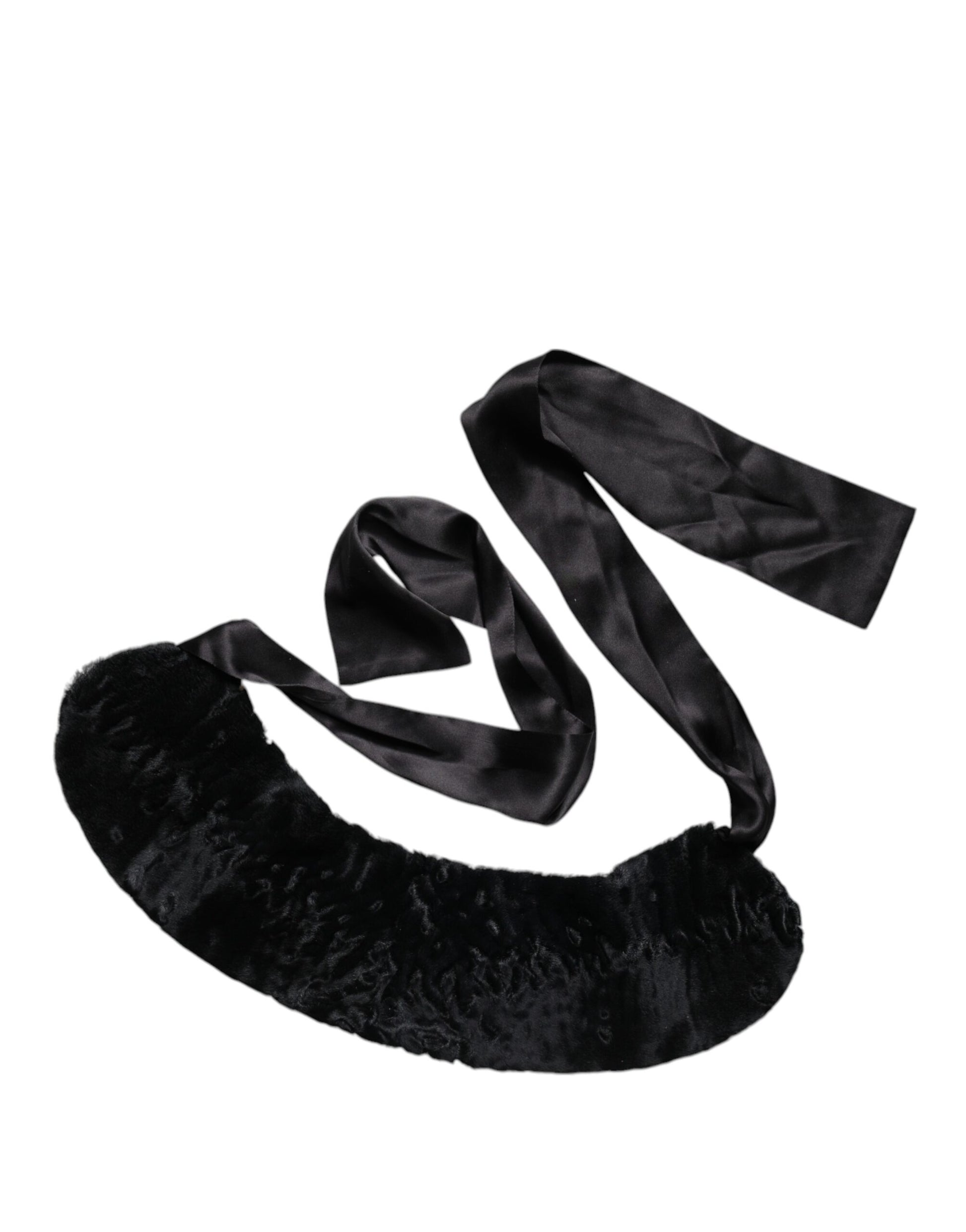 Dolce & Gabbana Black Lamb Fur Women Neck Warmer Winter Scarf Curated Luxury Accessories by Orvyn
