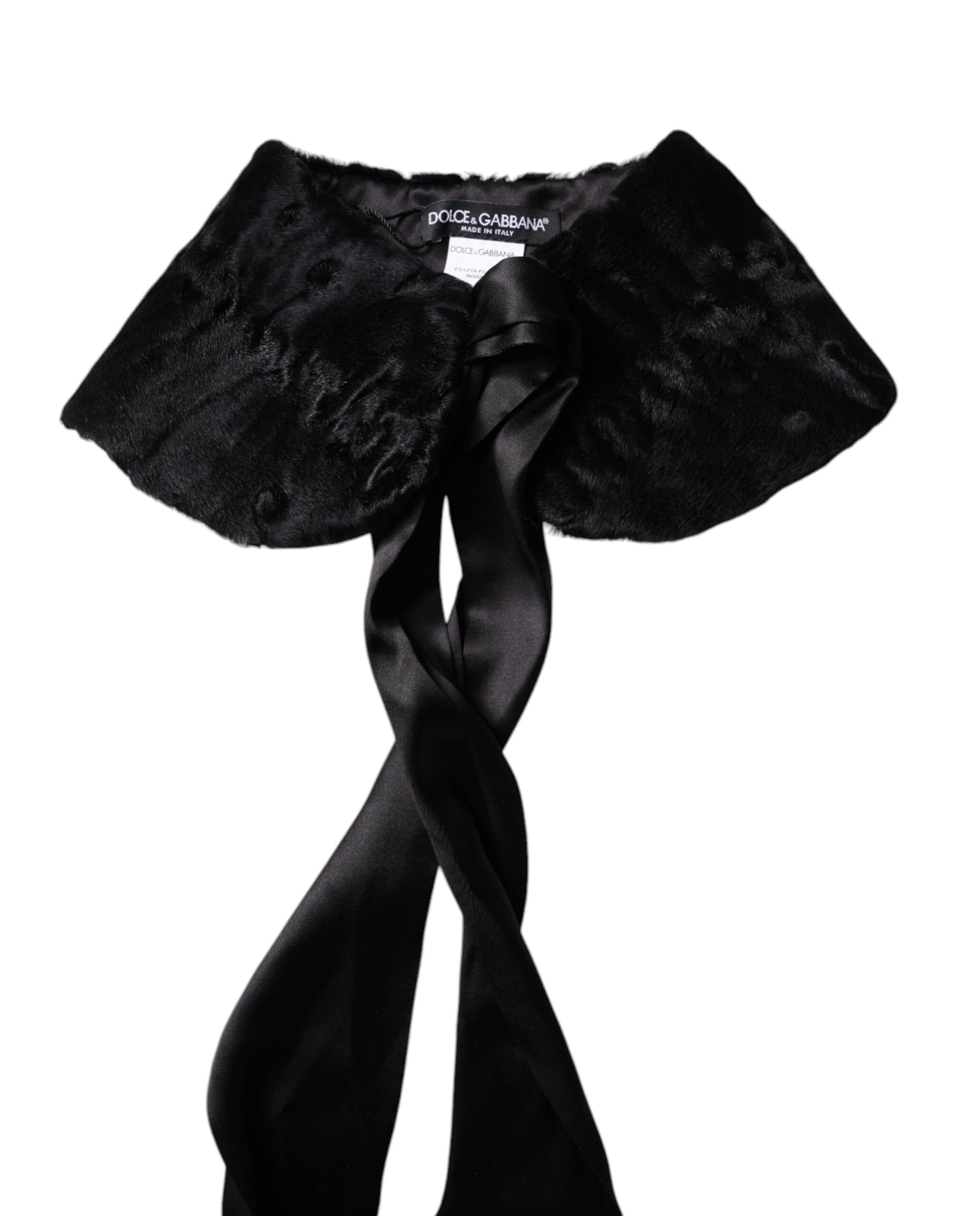 Dolce & Gabbana Black Lamb Fur Women Neck Warmer Winter Scarf Curated Luxury Accessories by Orvyn