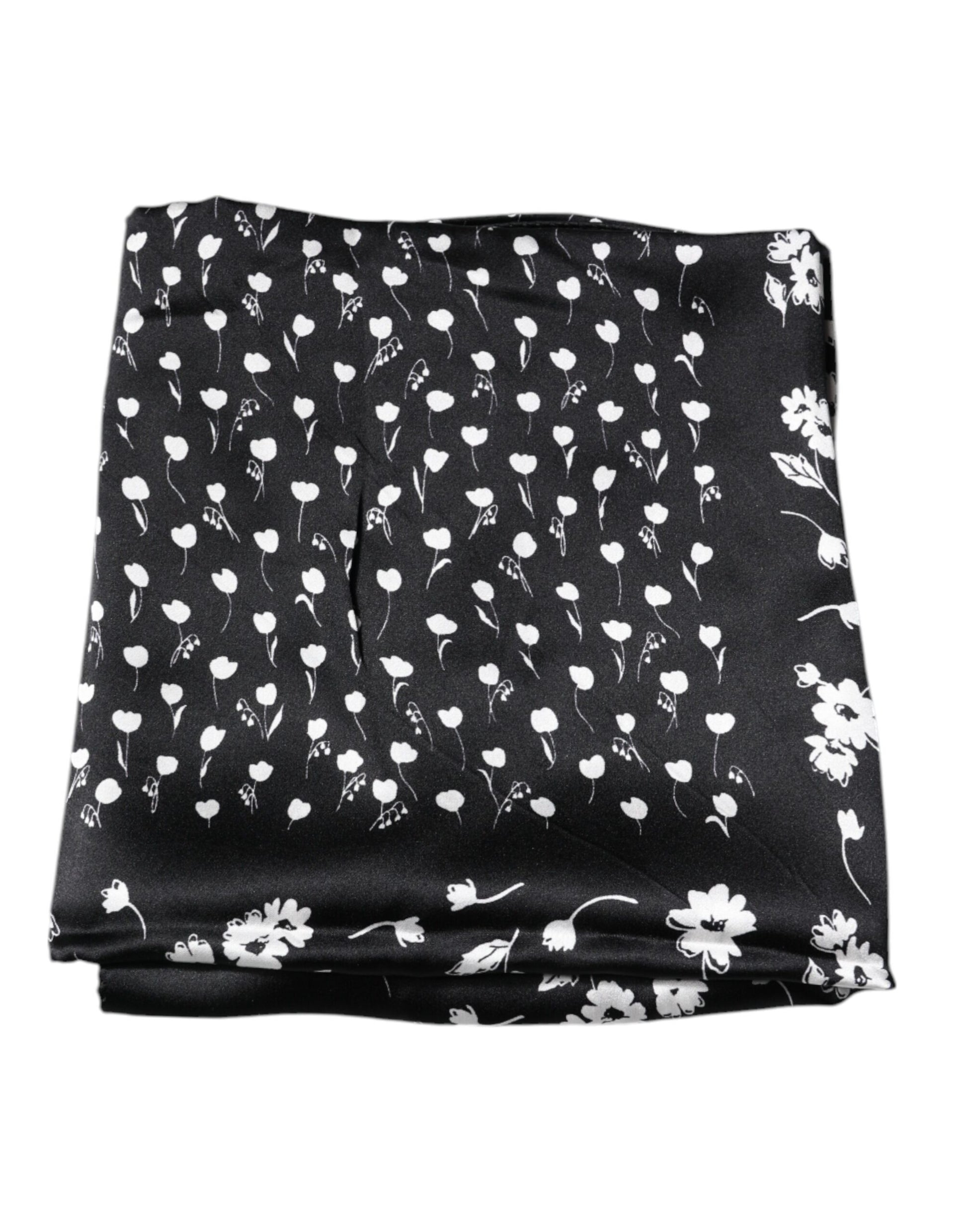 Dolce & Gabbana Black Floral Silk Square Wrap Shawl Scarf Curated Luxury Accessories by Orvyn