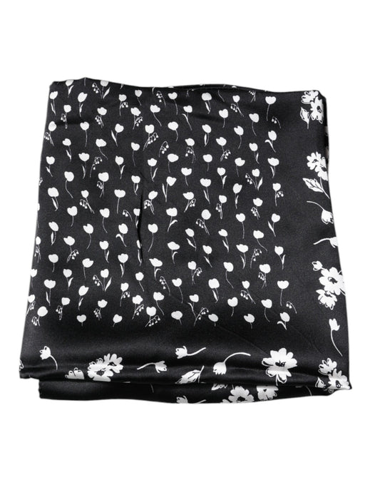 Dolce & Gabbana Black Floral Silk Square Wrap Shawl Scarf Curated Luxury Accessories by Orvyn