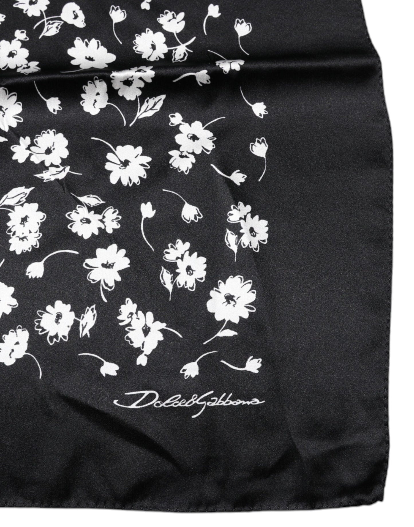 Dolce & Gabbana Black Floral Silk Square Wrap Shawl Scarf Curated Luxury Accessories by Orvyn
