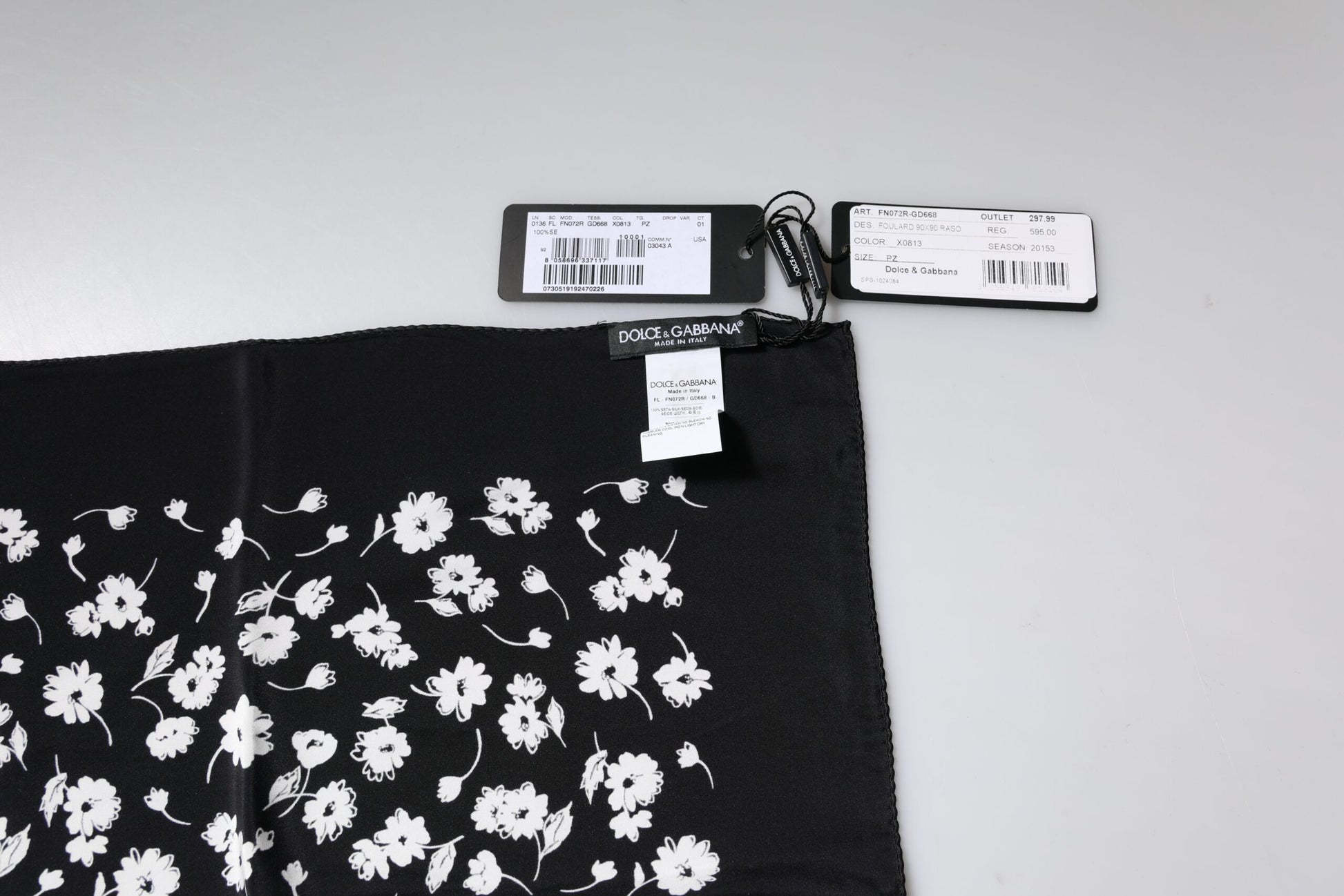 Dolce & Gabbana Black Floral Silk Square Wrap Shawl Scarf Curated Luxury Accessories by Orvyn