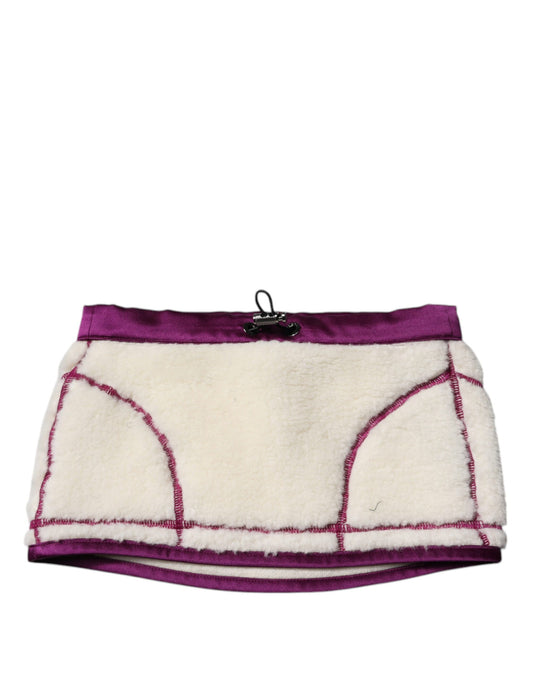 Dolce & Gabbana White Purple Cashmere Fleece Neck Warmer Scarf Curated Luxury Accessories by Orvyn