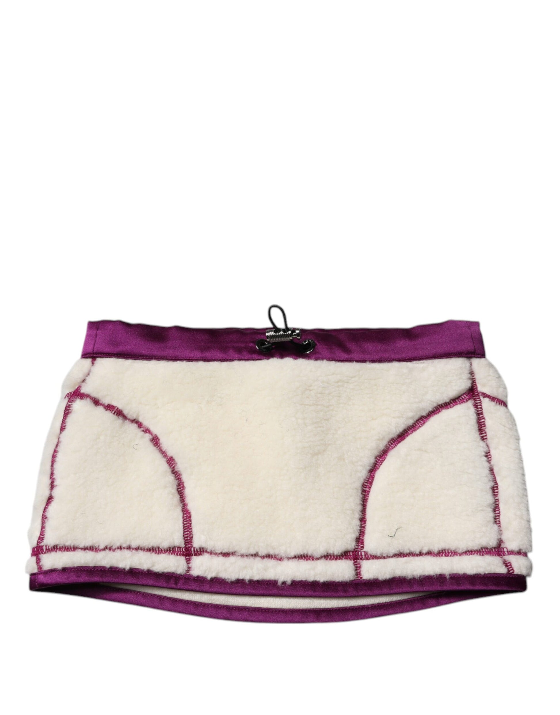 Dolce & Gabbana White Purple Cashmere Fleece Neck Warmer Scarf Curated Luxury Accessories by Orvyn