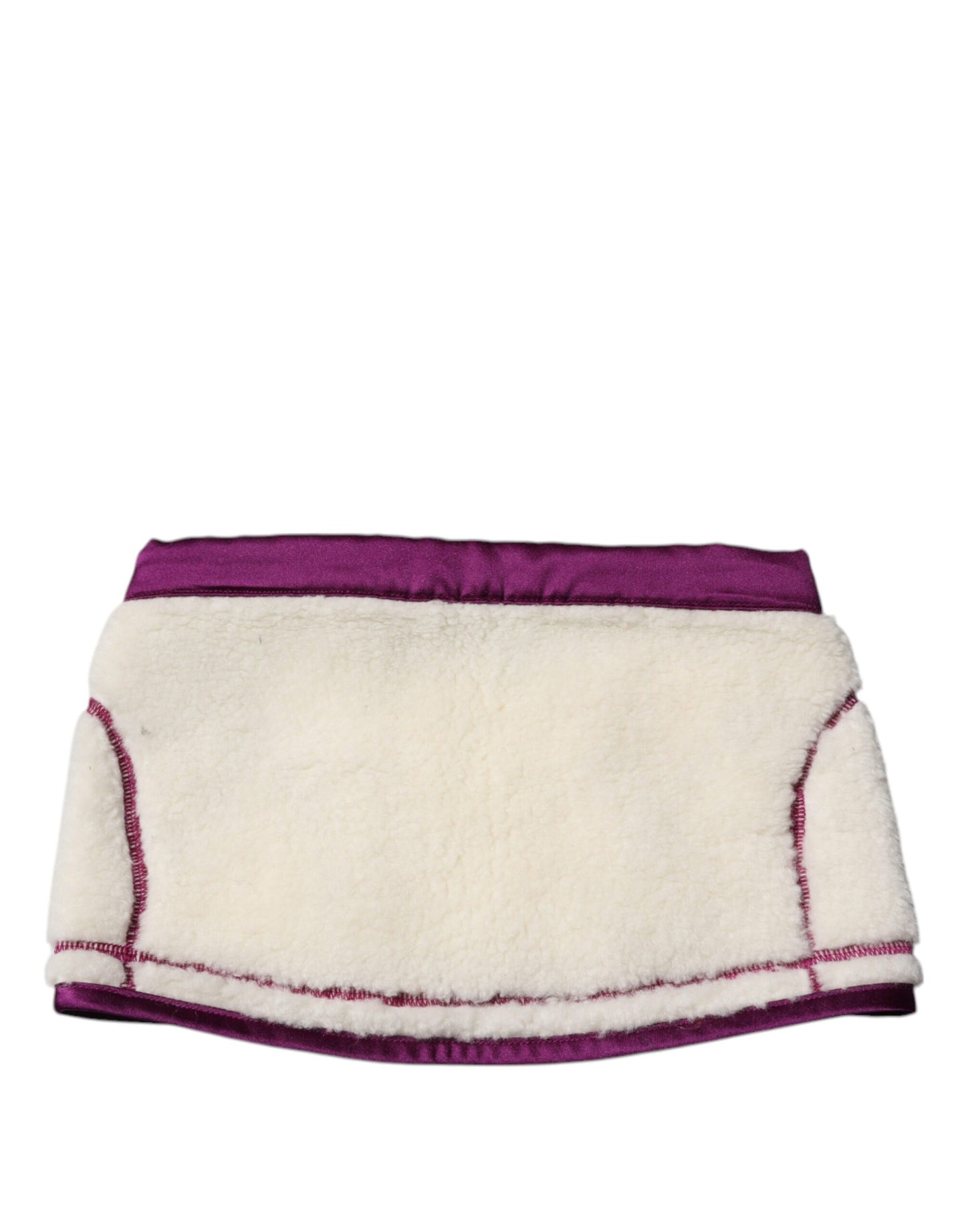 Dolce & Gabbana White Purple Cashmere Fleece Neck Warmer Scarf Curated Luxury Accessories by Orvyn