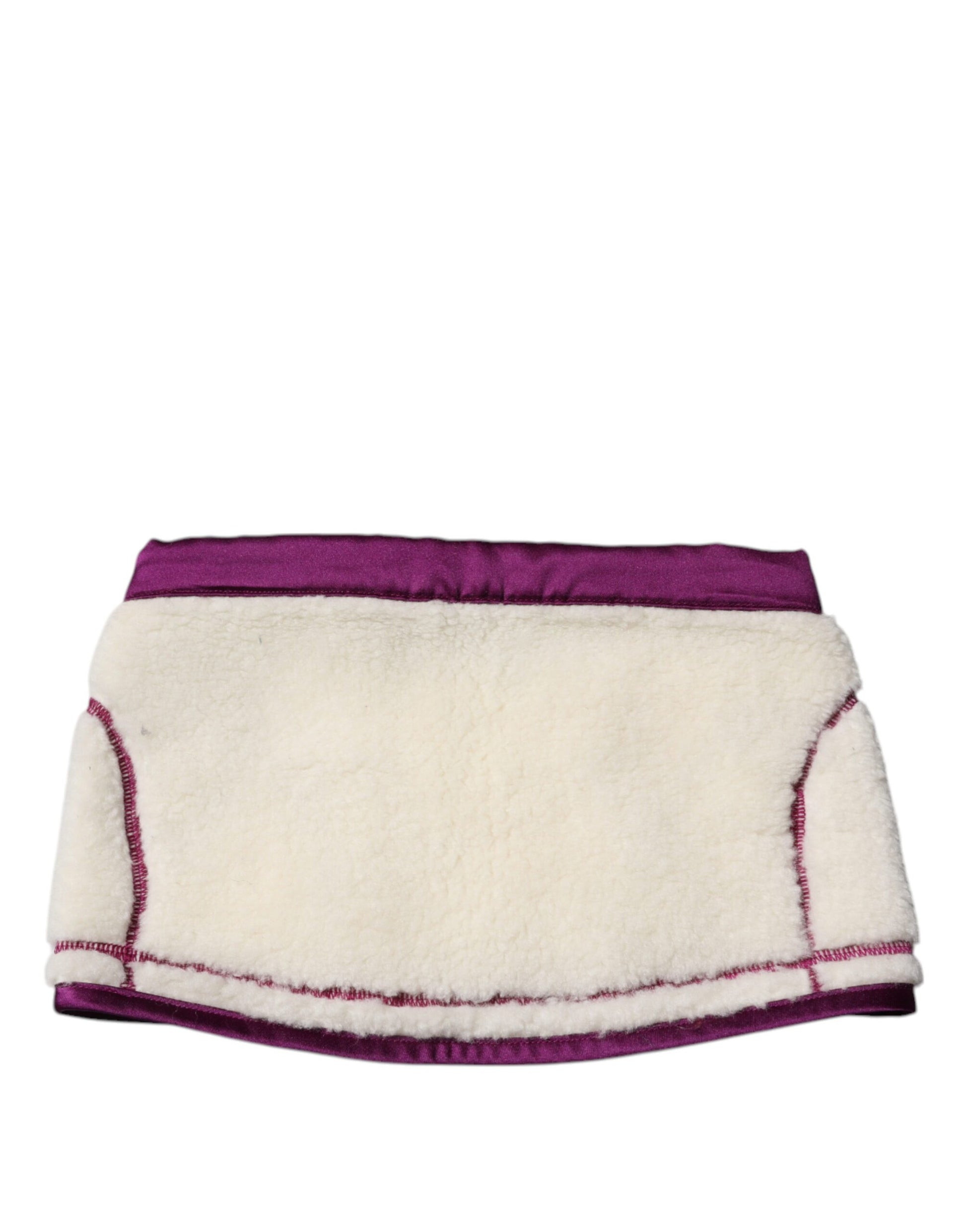 Dolce & Gabbana White Purple Cashmere Fleece Neck Warmer Scarf Curated Luxury Accessories by Orvyn