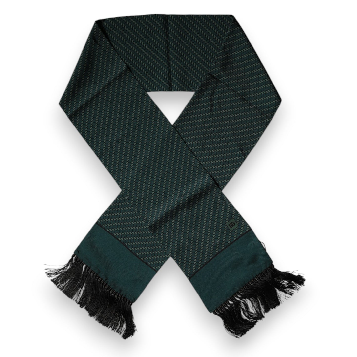 Dolce & Gabbana Dark Green Fantasy Fringes Neck Wrap Scarf Curated Luxury Accessories by Orvyn