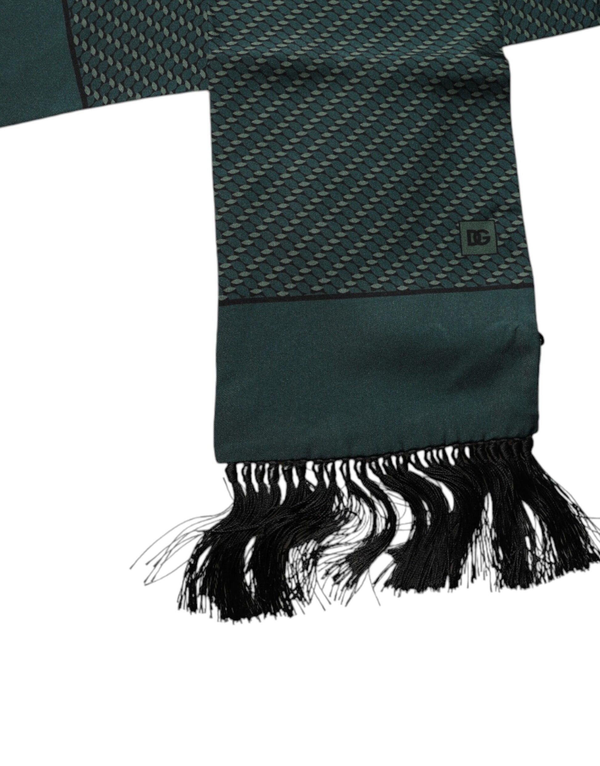 Dolce & Gabbana Dark Green Fantasy Fringes Neck Wrap Scarf Curated Luxury Accessories by Orvyn