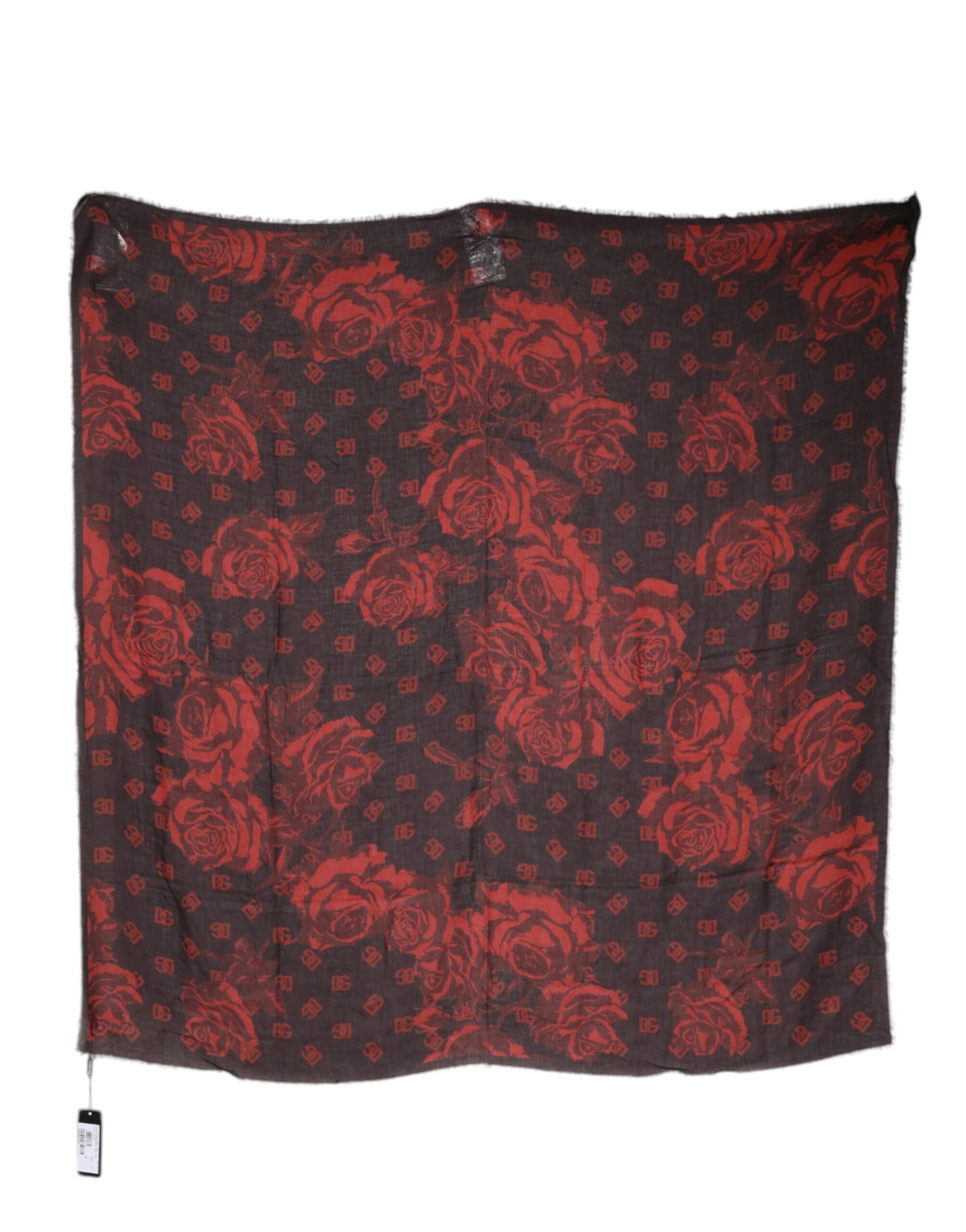 Dolce & Gabbana Black Red Floral Modal Wrap Shawl Scarf Curated Luxury Accessories by Orvyn