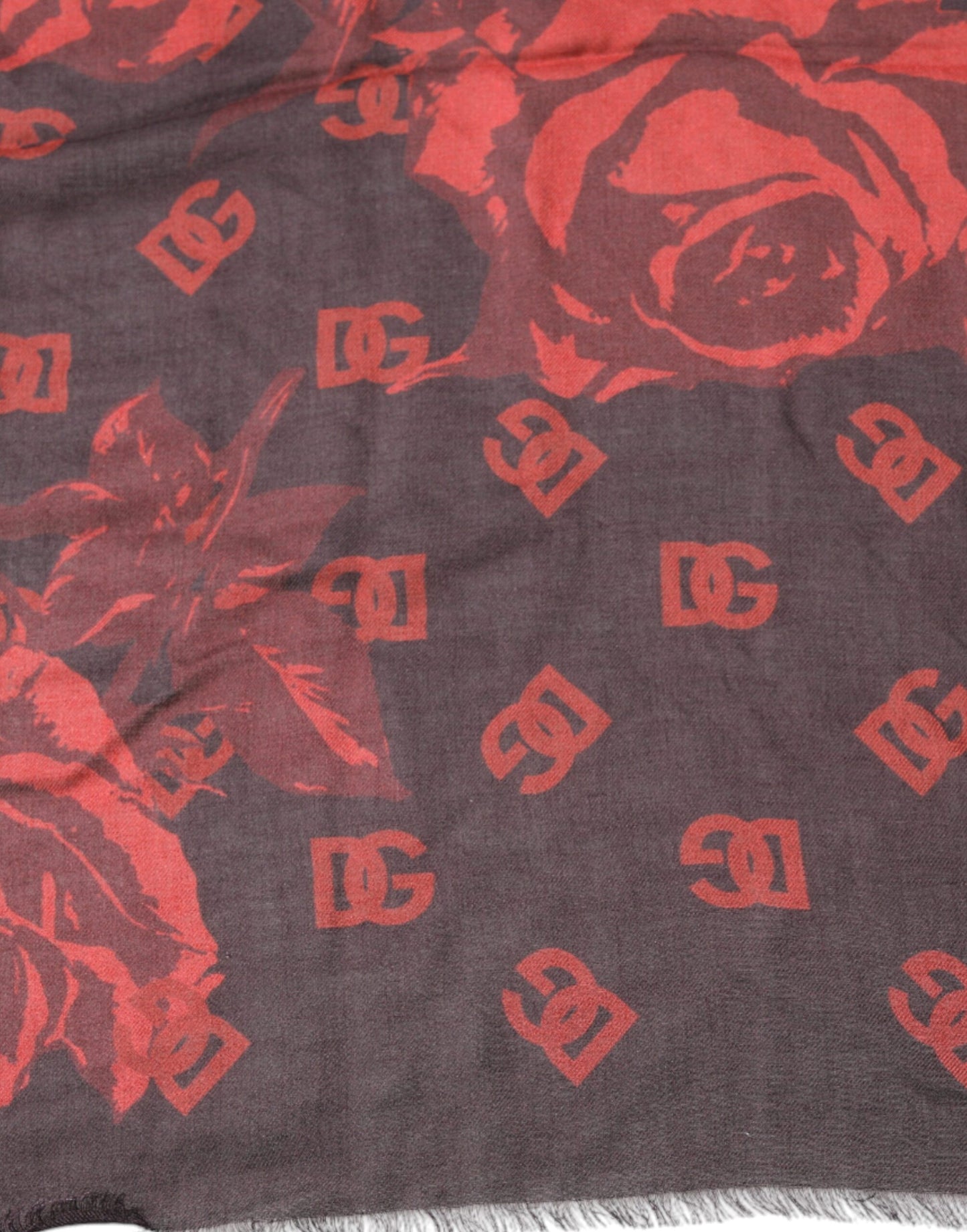 Dolce & Gabbana Black Red Floral Modal Wrap Shawl Scarf Curated Luxury Accessories by Orvyn