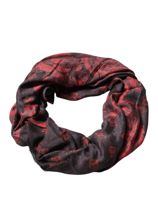 Dolce & Gabbana Black Red Floral Modal Wrap Shawl Scarf Curated Luxury Accessories by Orvyn