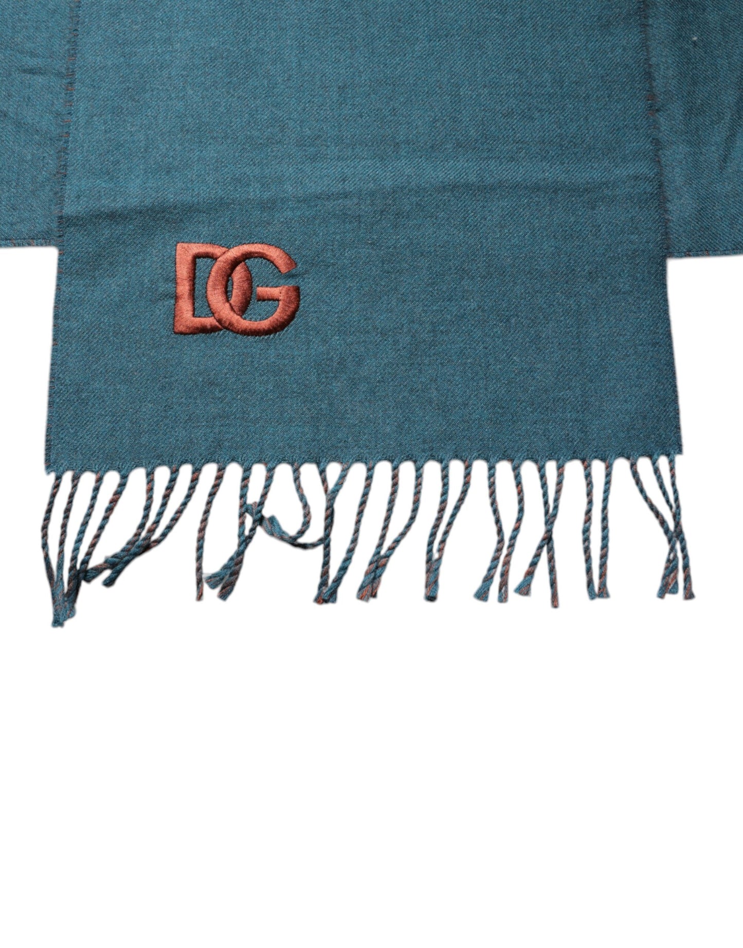 Dolce & Gabbana Blue Green Wool Fringes Wrap Shawl Scarf Curated Luxury Accessories by Orvyn