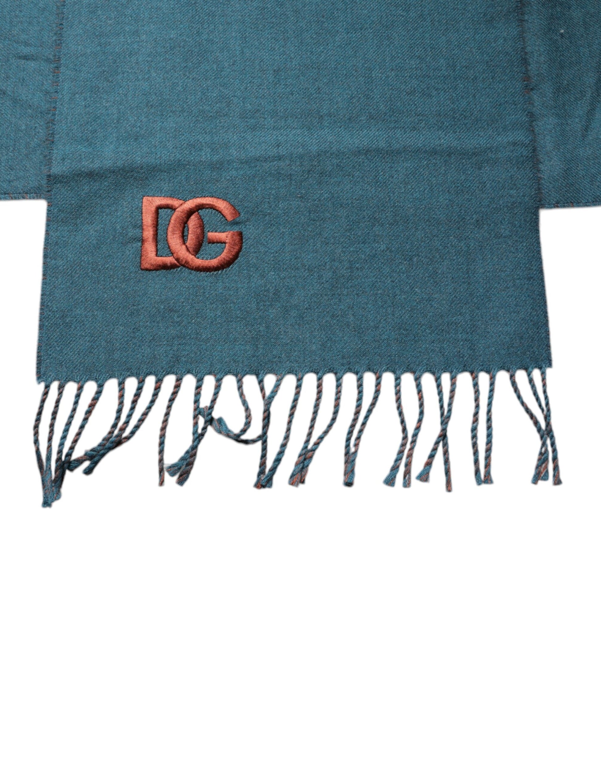 Dolce & Gabbana Blue Green Wool Fringes Wrap Shawl Scarf Curated Luxury Accessories by Orvyn