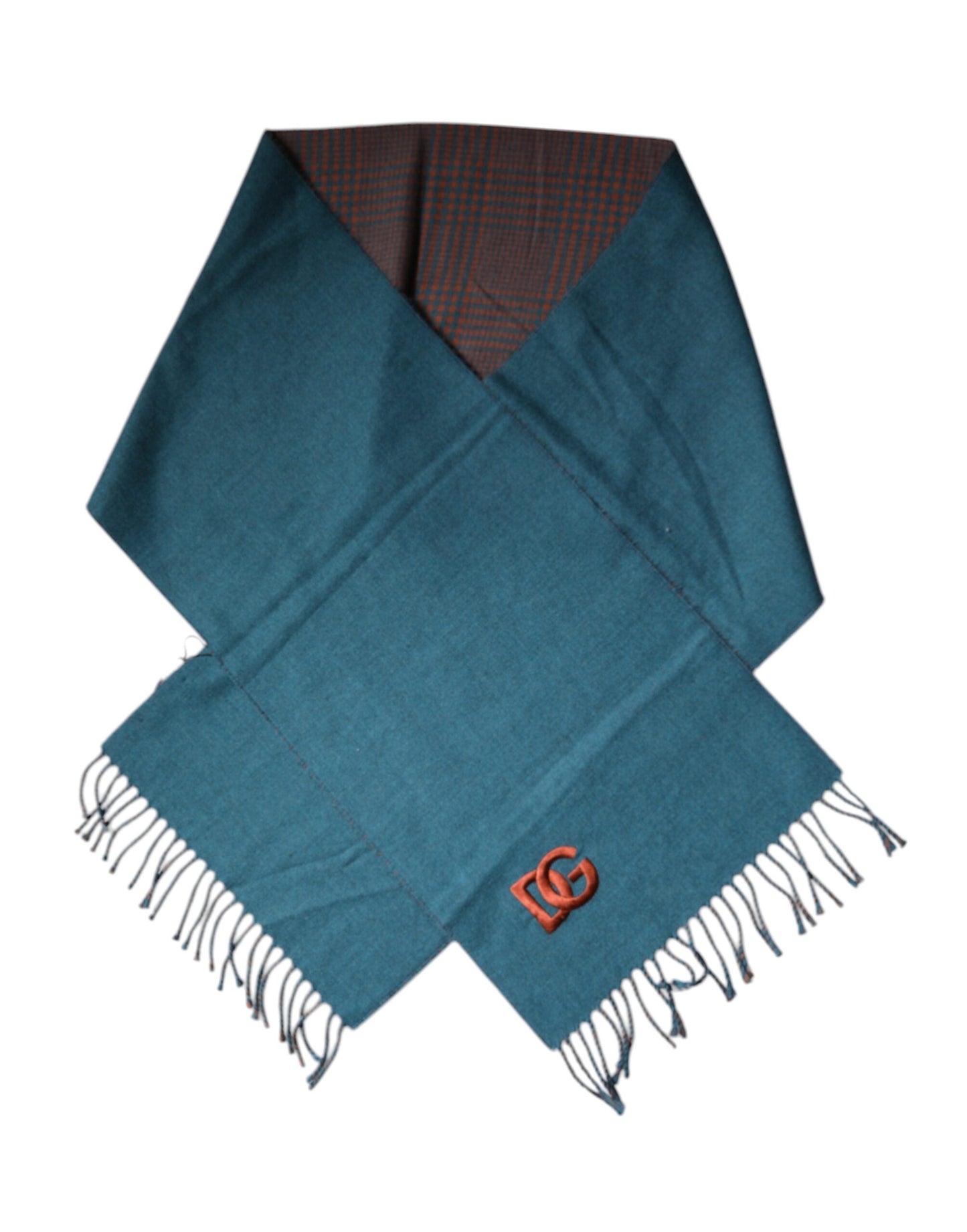 Dolce & Gabbana Blue Green Wool Fringes Wrap Shawl Scarf Curated Luxury Accessories by Orvyn