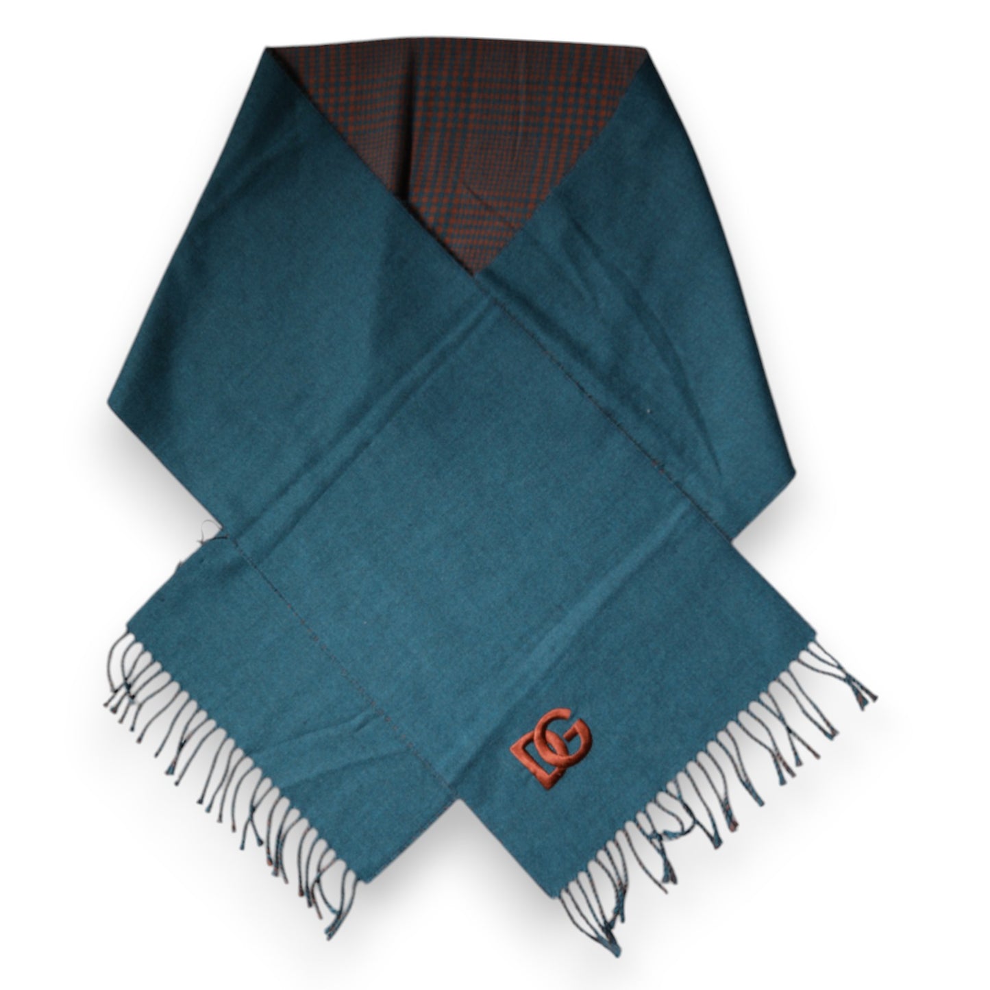 Dolce & Gabbana Blue Green Wool Fringes Wrap Shawl Scarf Curated Luxury Accessories by Orvyn