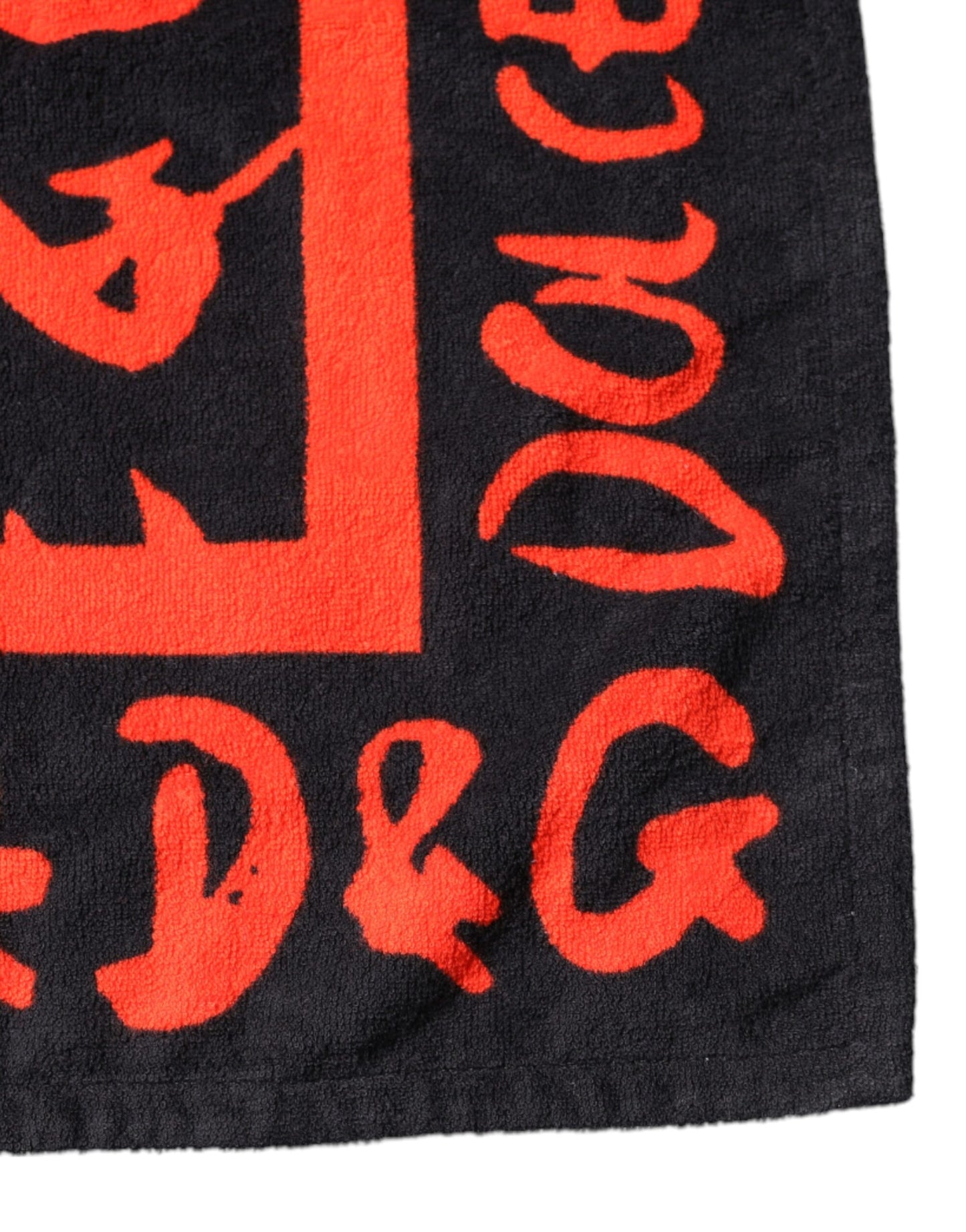 Dolce & Gabbana Black Red Logo Print Cotton Beach Towel Curated Luxury Accessories by Orvyn