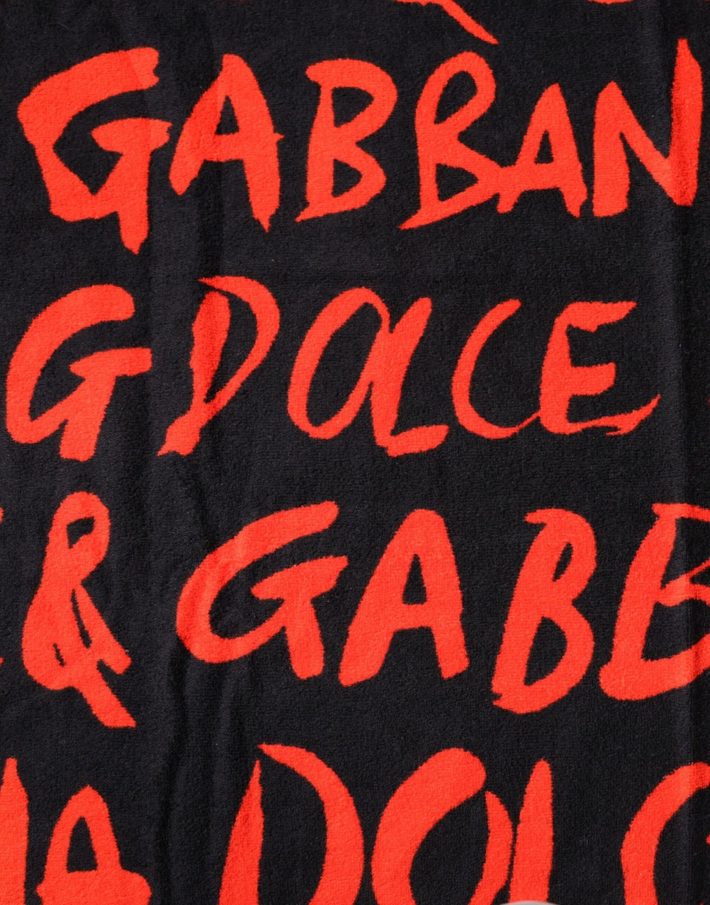 Dolce & Gabbana Black Red Logo Print Cotton Beach Towel Curated Luxury Accessories by Orvyn