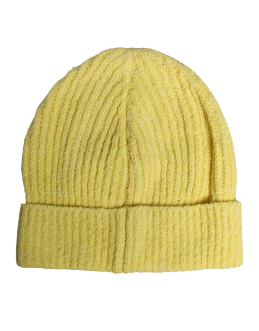 Dolce & Gabbana Yellow Cotton Knitted Winter Beanie Hat Curated Luxury Accessories by Orvyn