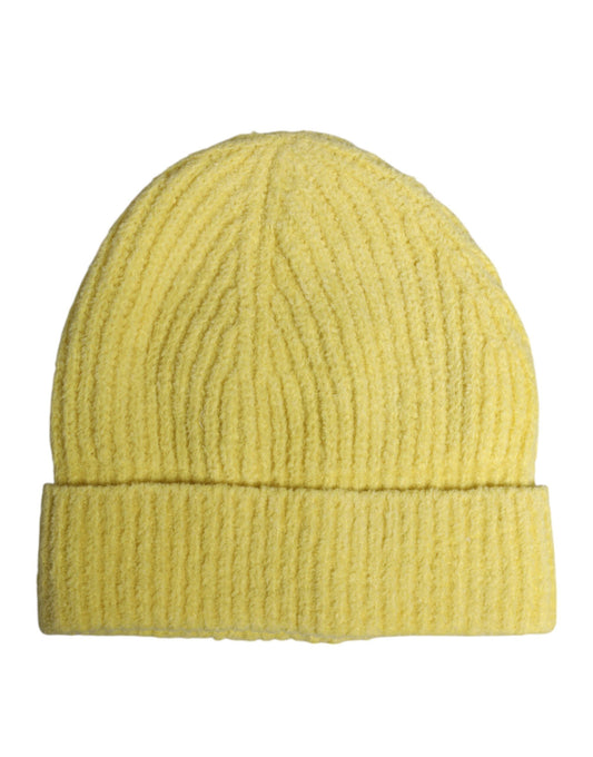 Dolce & Gabbana Yellow Cotton Knitted Winter Beanie Hat Curated Luxury Accessories by Orvyn