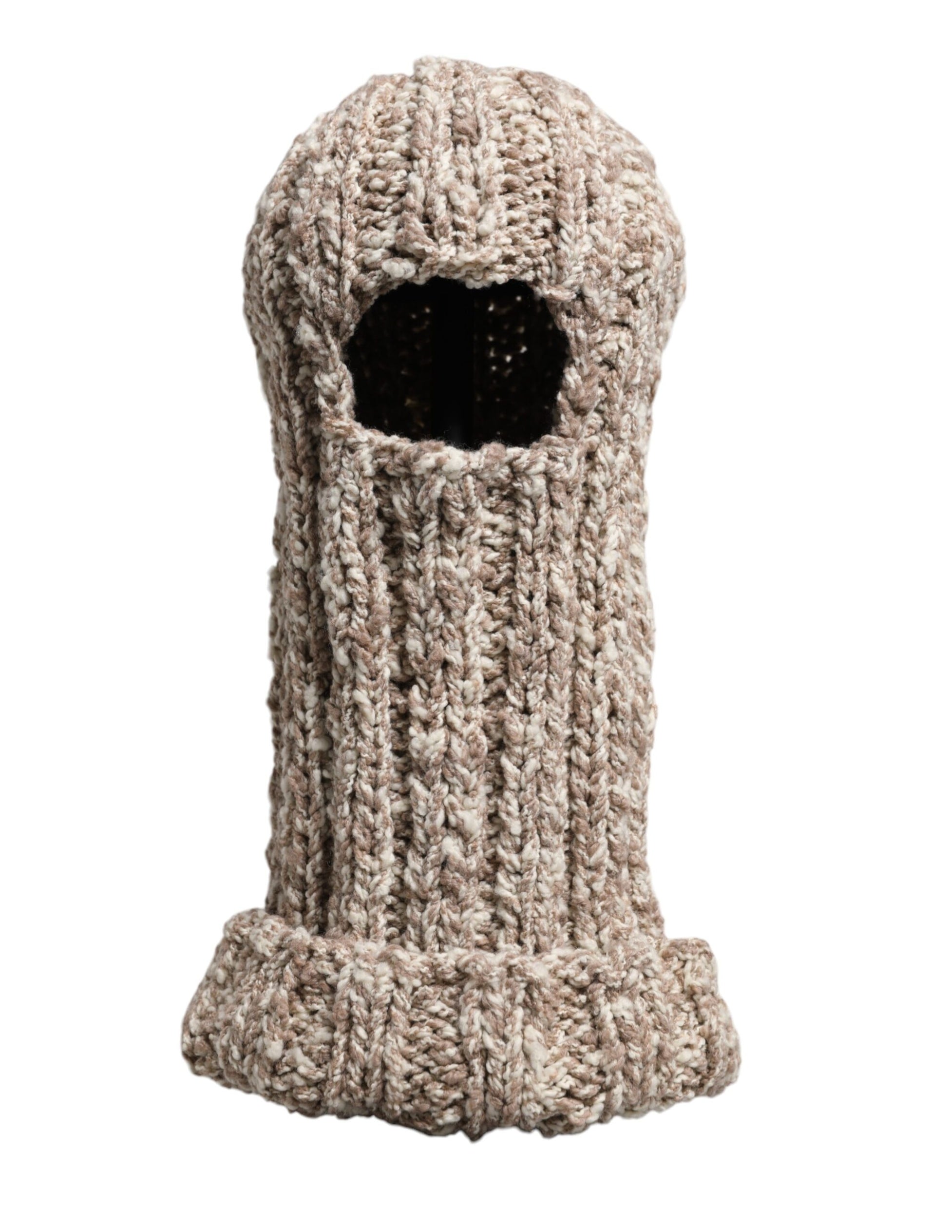 Dolce & Gabbana Beige Wool Knitted Ski Mask Balaclava Hat Curated Luxury Accessories by Orvyn