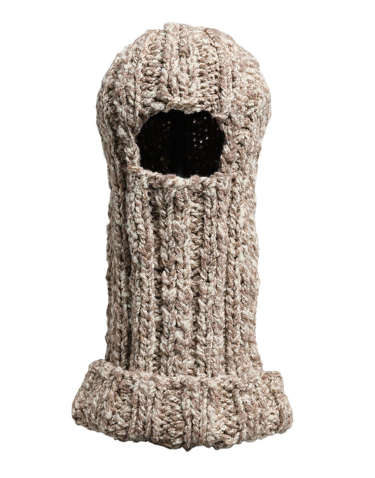 Dolce & Gabbana Beige Wool Knitted Ski Mask Balaclava Hat Curated Luxury Accessories by Orvyn