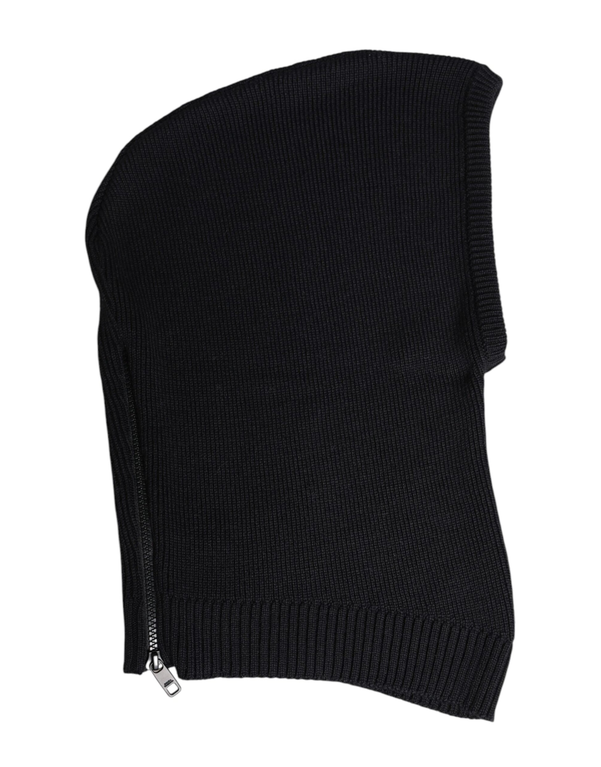 Dolce & Gabbana Black Wool Whole Head Wrap Balaclava Hat Curated Luxury Accessories by Orvyn