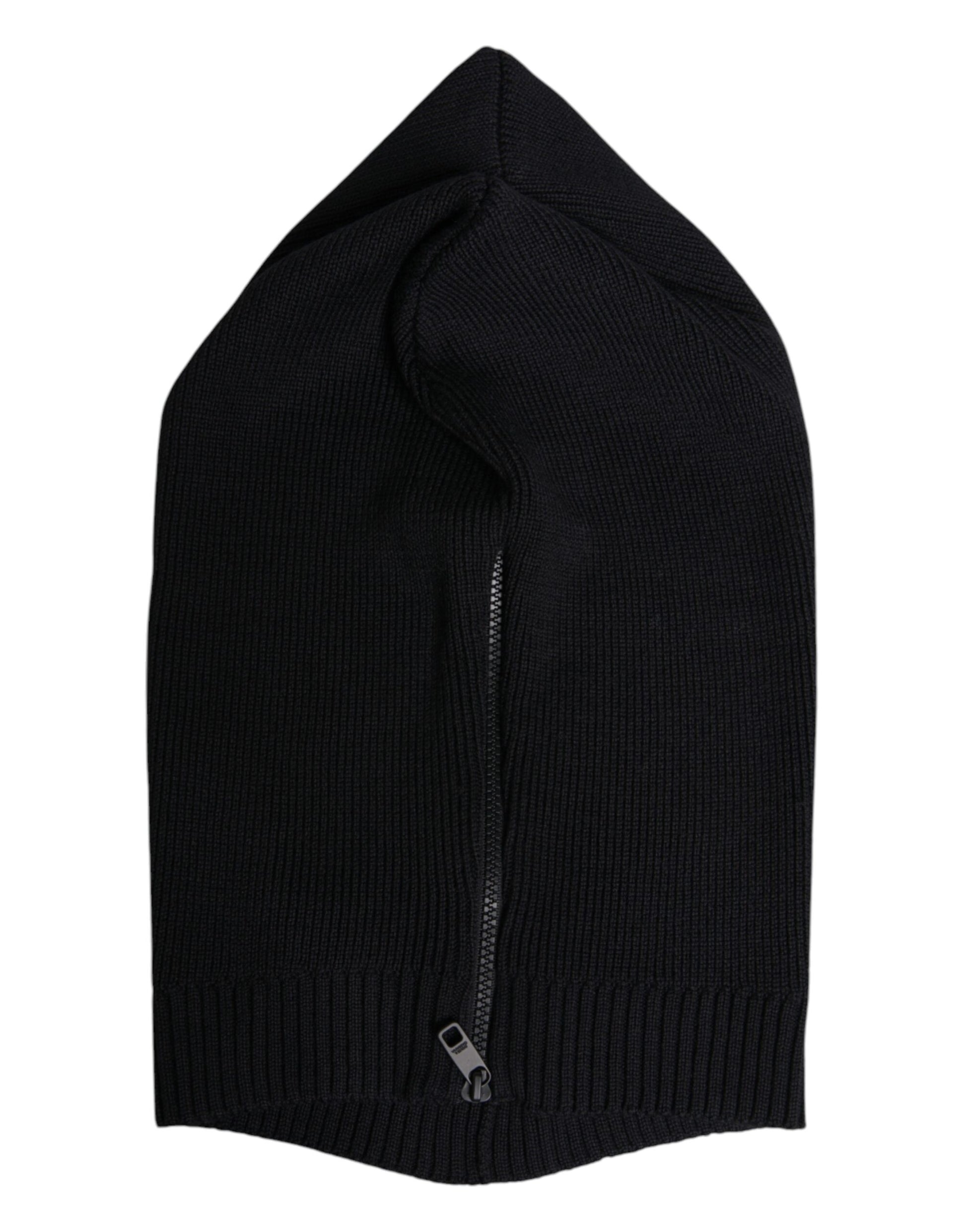 Dolce & Gabbana Black Wool Whole Head Wrap Balaclava Hat Curated Luxury Accessories by Orvyn