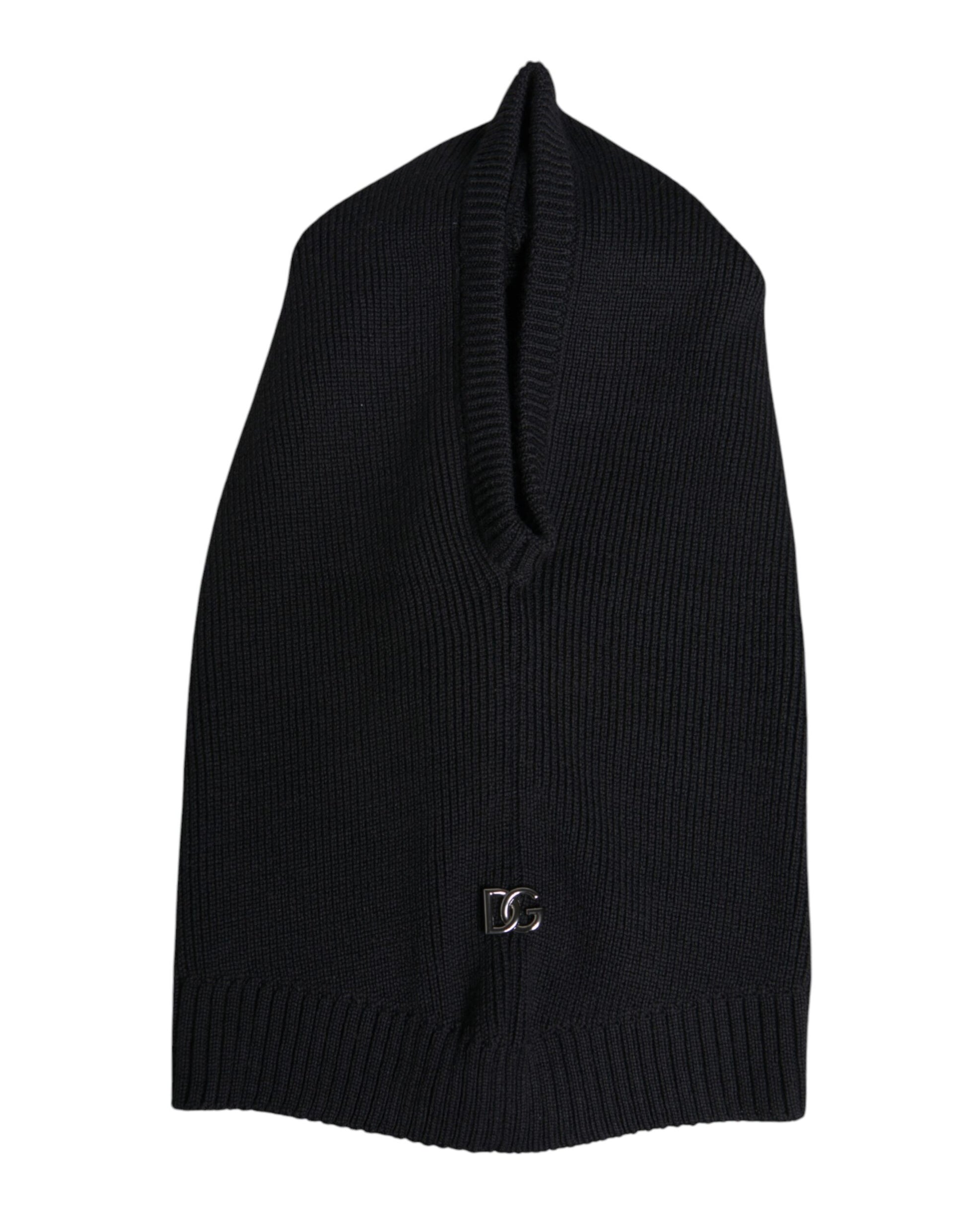 Dolce & Gabbana Black Wool Whole Head Wrap Balaclava Hat Curated Luxury Accessories by Orvyn