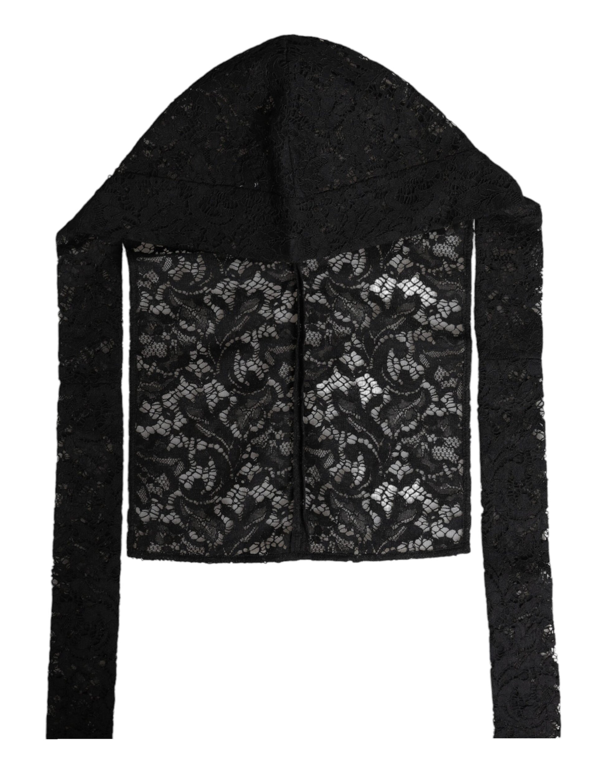 Dolce & Gabbana Black Floral Lace Whole Head Wrap Hat Curated Luxury Accessories by Orvyn