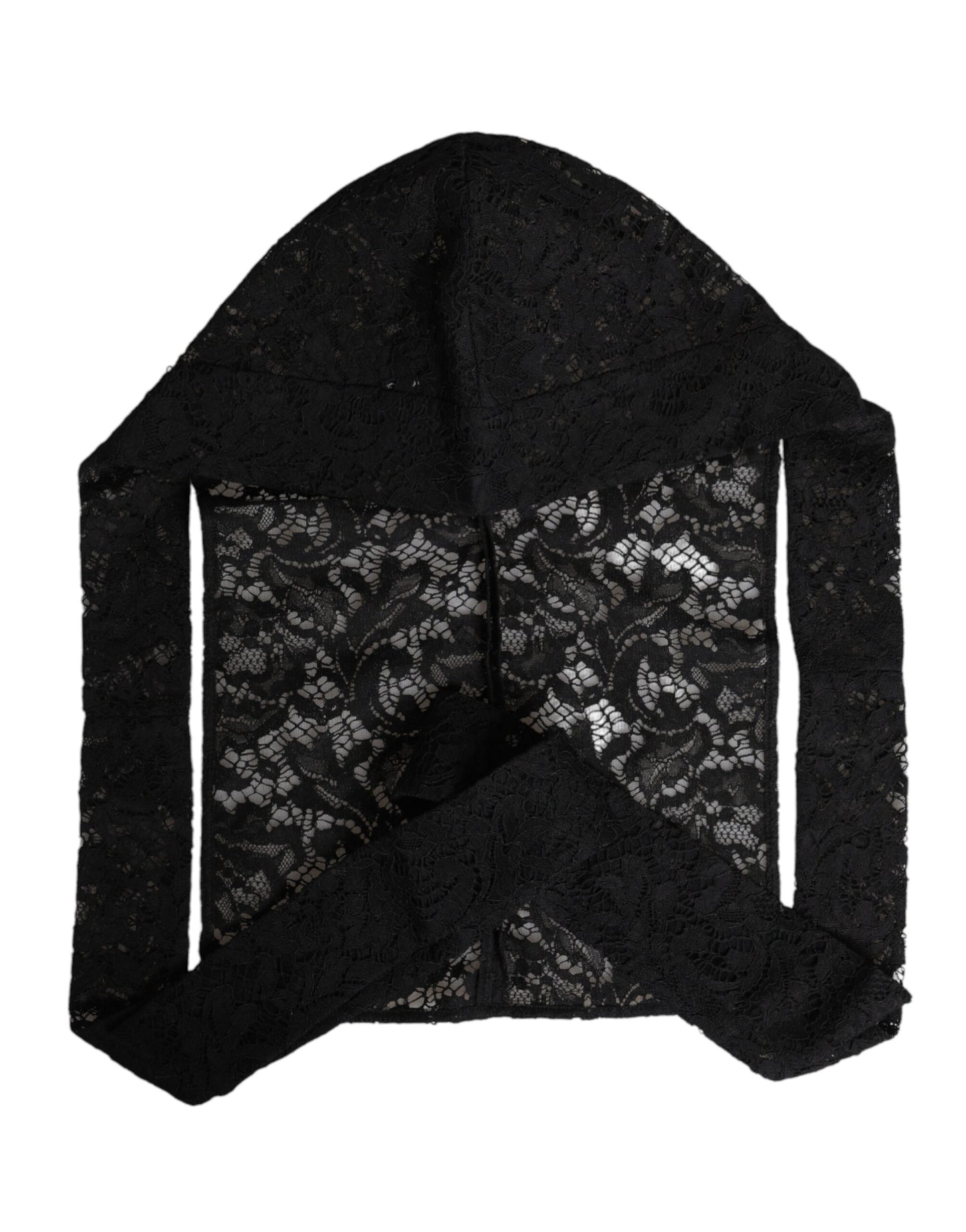 Dolce & Gabbana Black Floral Lace Whole Head Wrap Hat Curated Luxury Accessories by Orvyn