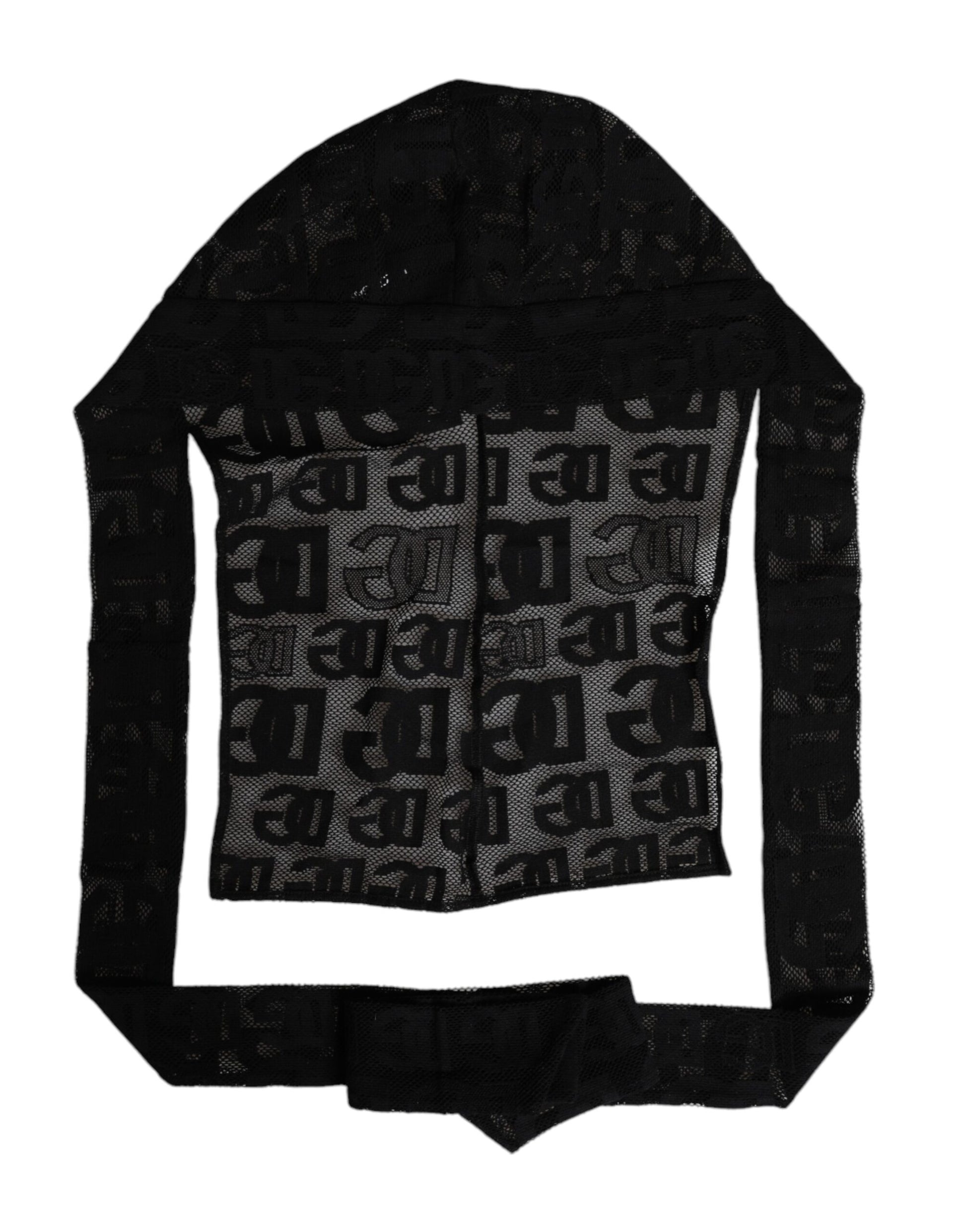 Dolce & Gabbana Black Logo Mesh Whole Head Wrap Hat Curated Luxury Accessories by Orvyn